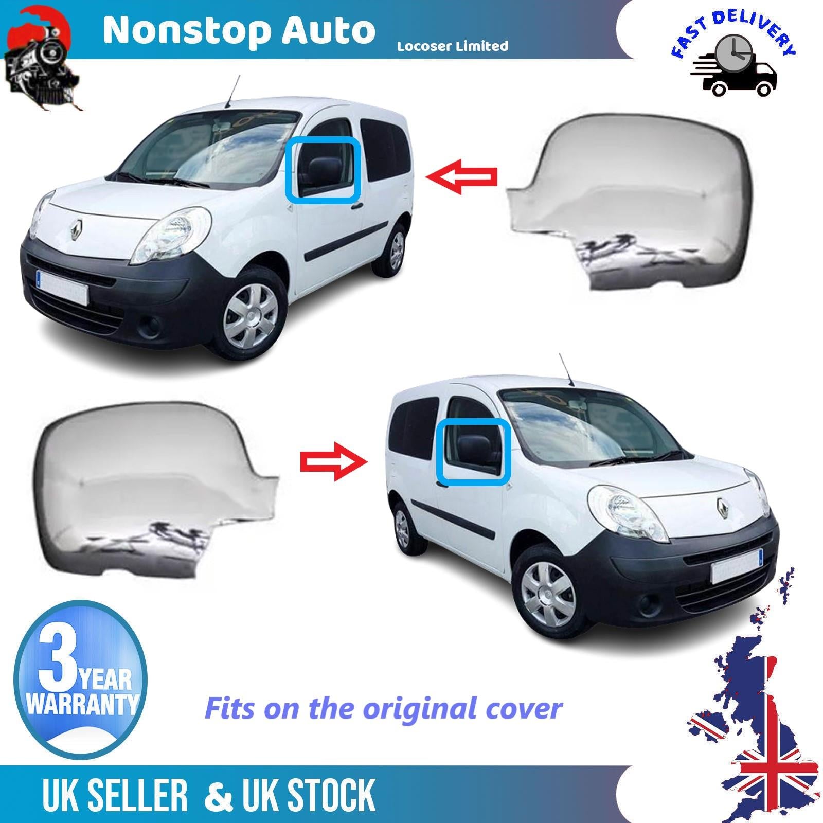 Wing Mirror Covers Caps Chrome Left And Right Side For RENAULT Kangoo 2008-2013