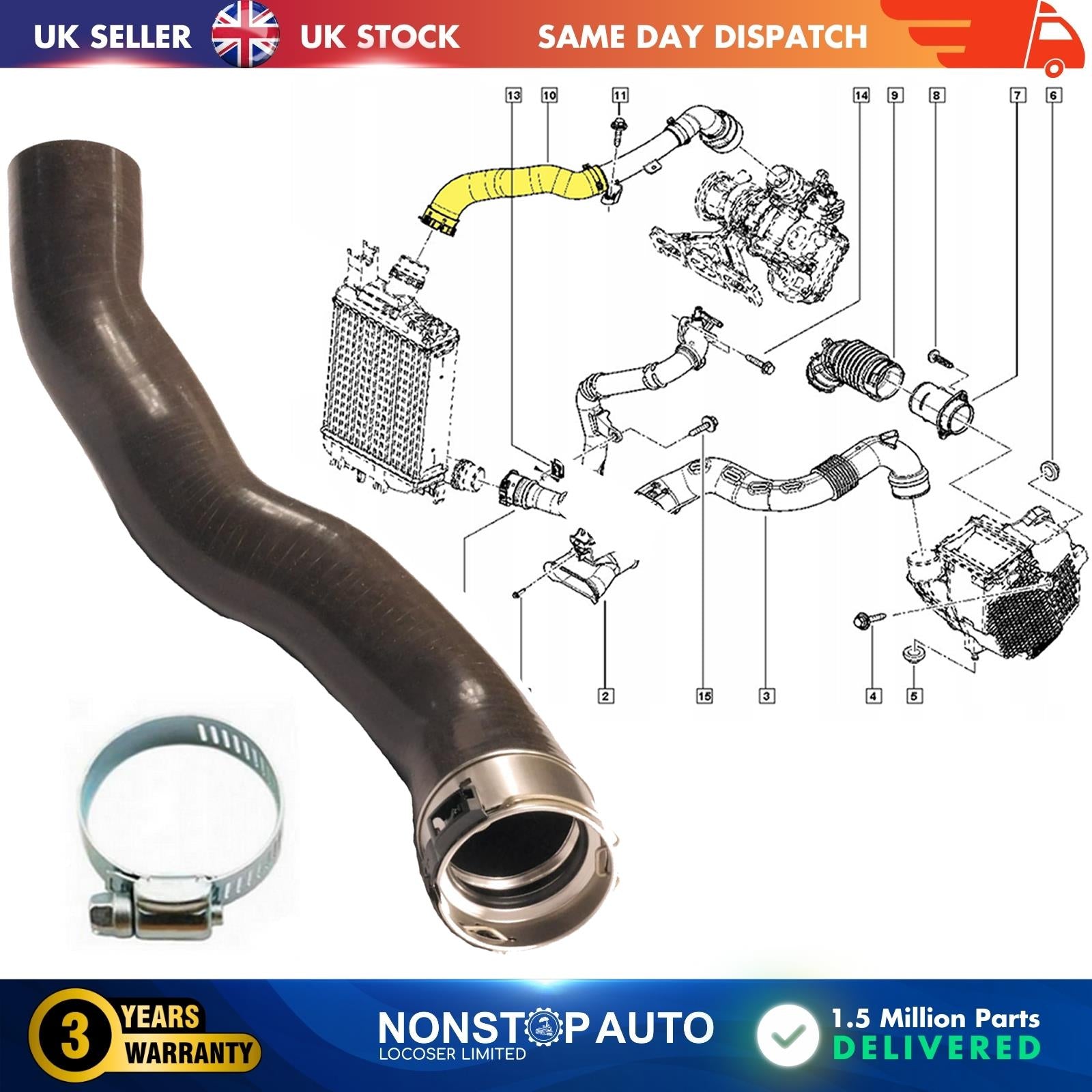 TURBO INTERCOOLER HOSE PIPE SILICONE FOR  DACIA DOKKER DUSTER LODGY RENAULT CAPTUR EXPRESS KADJAR 144607725R