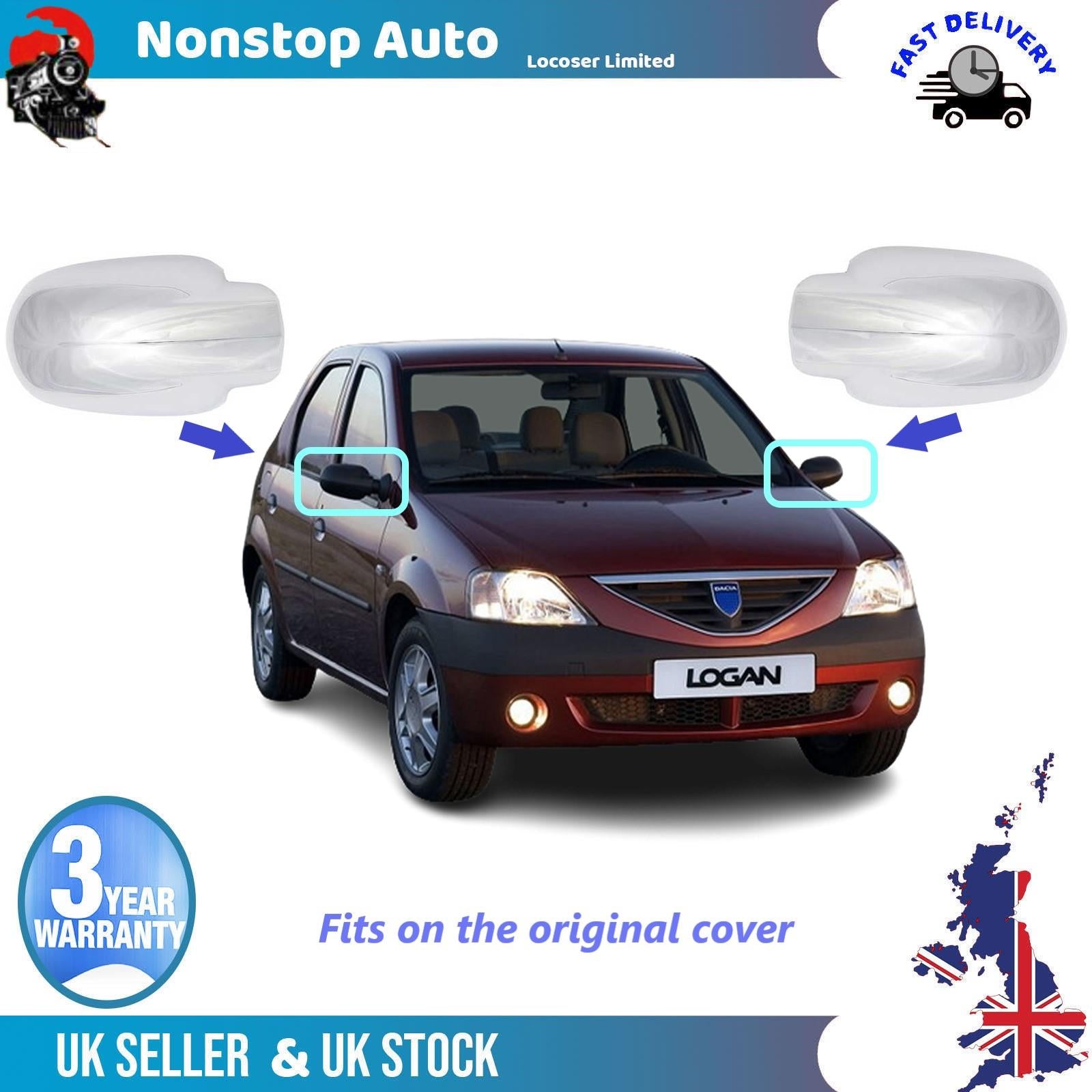Wing Mirror Covers Caps Chrome Left And Right Side For DACIA Logan 2005-2008
