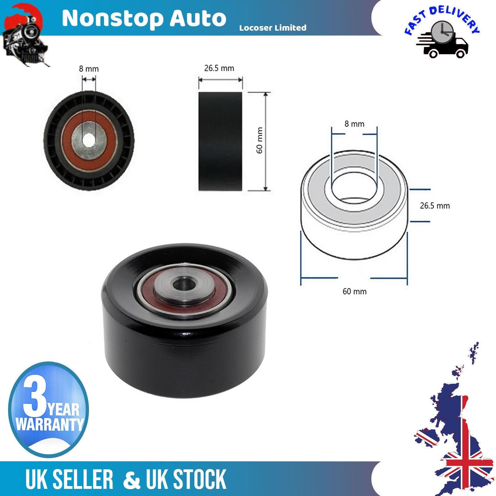 Fan Belt Tensioner Pulley - V - Ribbed Belt Idler For PEUGEOT  Partner 5751.91