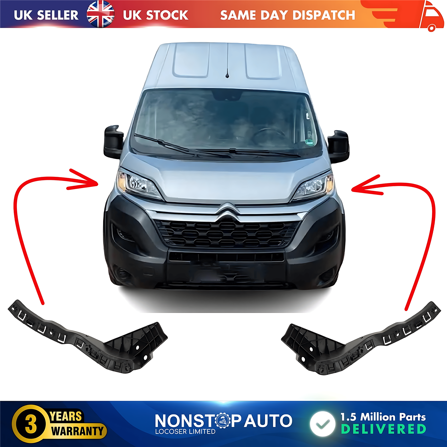 2X Front Bumper Bracket Holder Small L and R For CITROEN Relay 2014 on