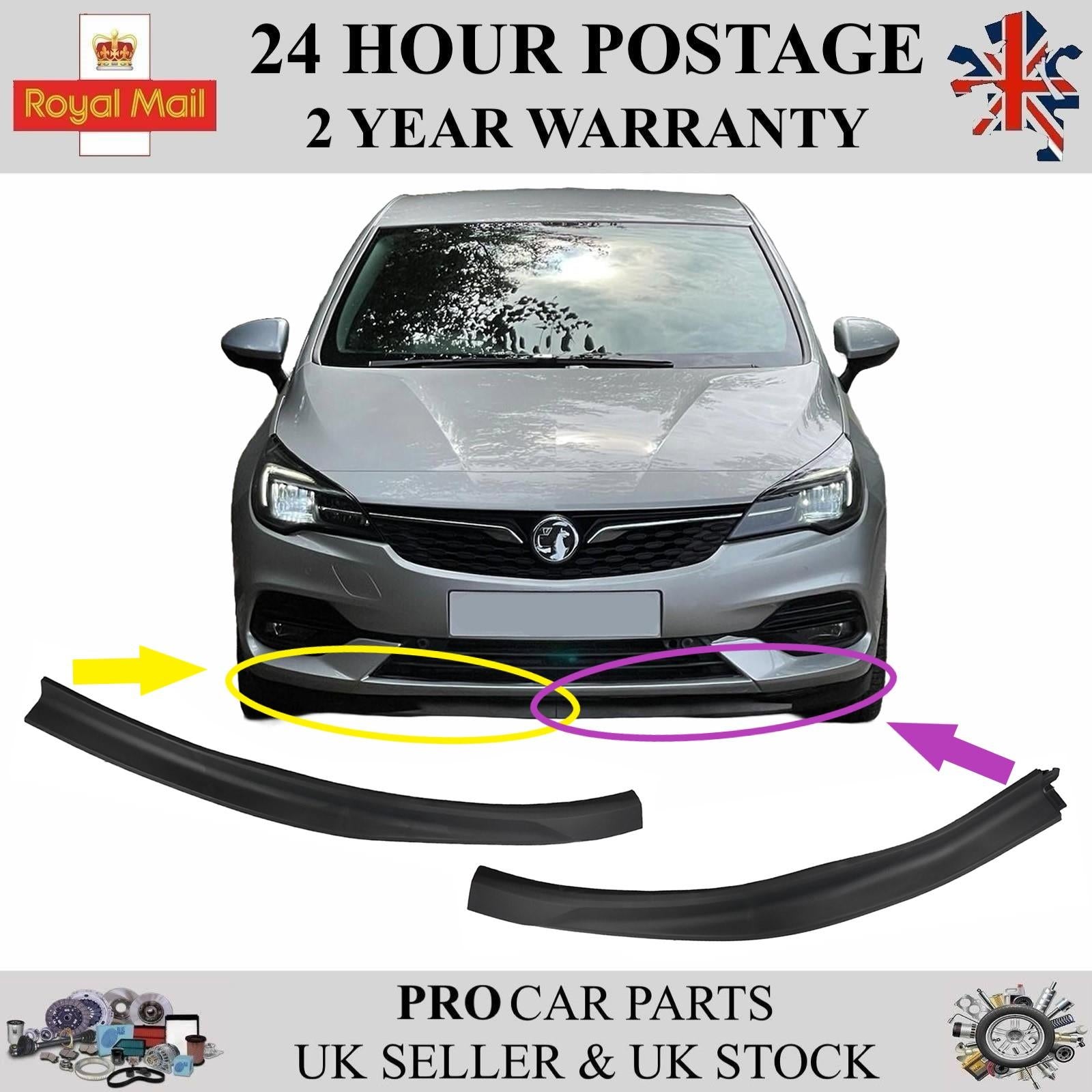 2X Front Bumper Lip Spoiler Splitter L and R For VAUXHALL Astra K 2019-2022 39163589 39163590