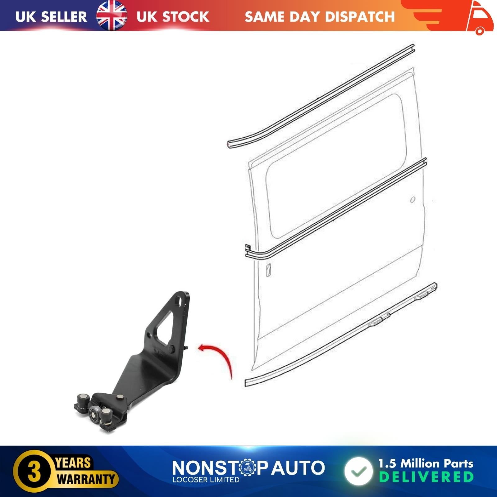 Sliding Door Roller Guide With Arm Bottom Left For VAUXHALL Vivaro A 91165709