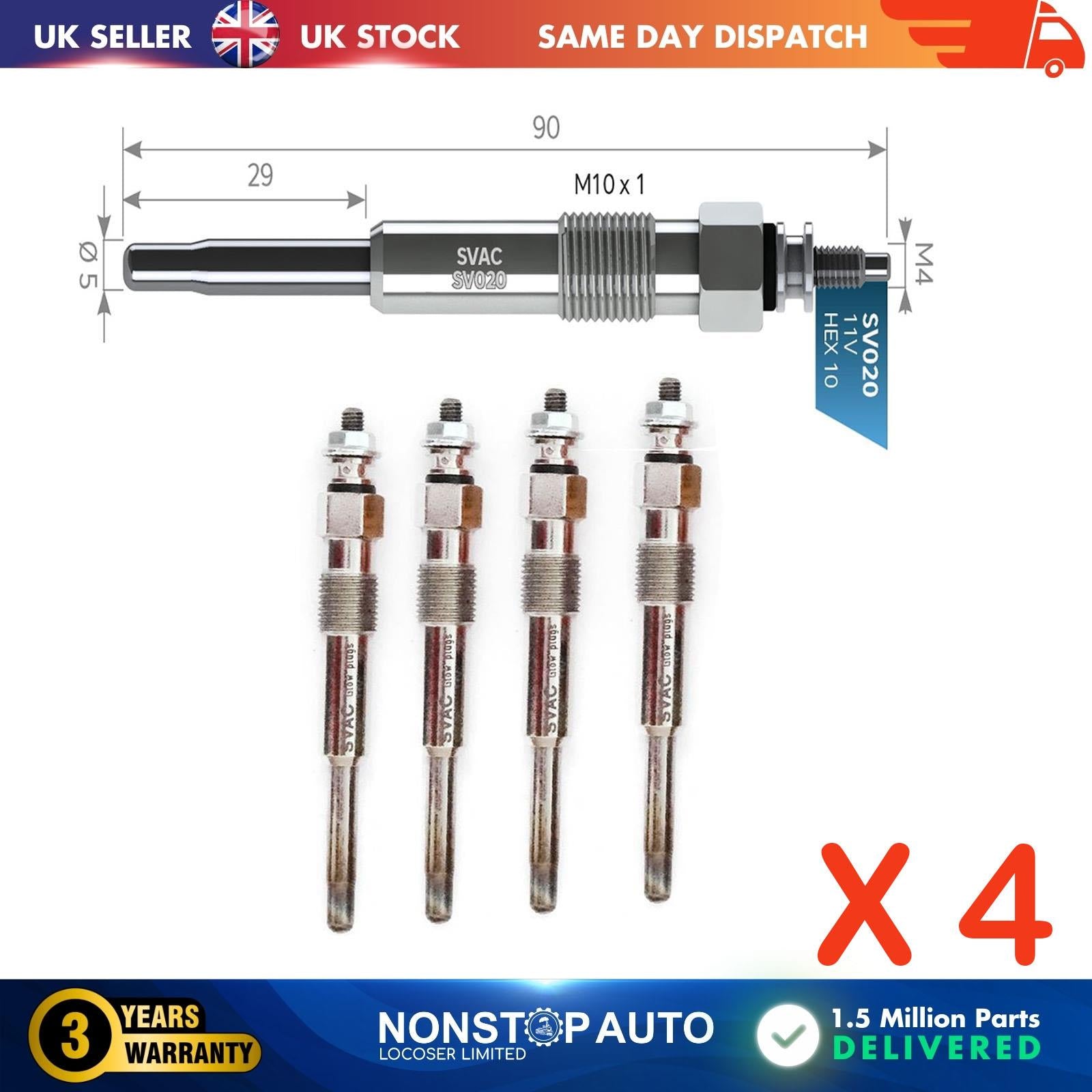 4X Glow Plugs For FIAT Scudo 1.9 D 9631658980
