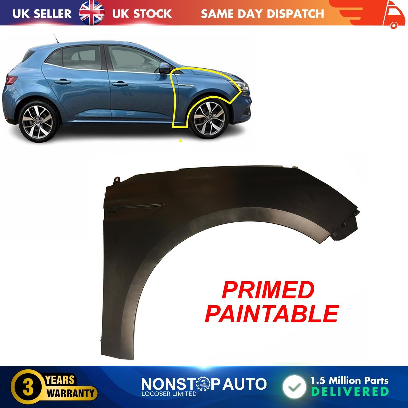 Wing Fender Primed Paintable Front Left For RENAULT Megane IV 2016 on 631001203R