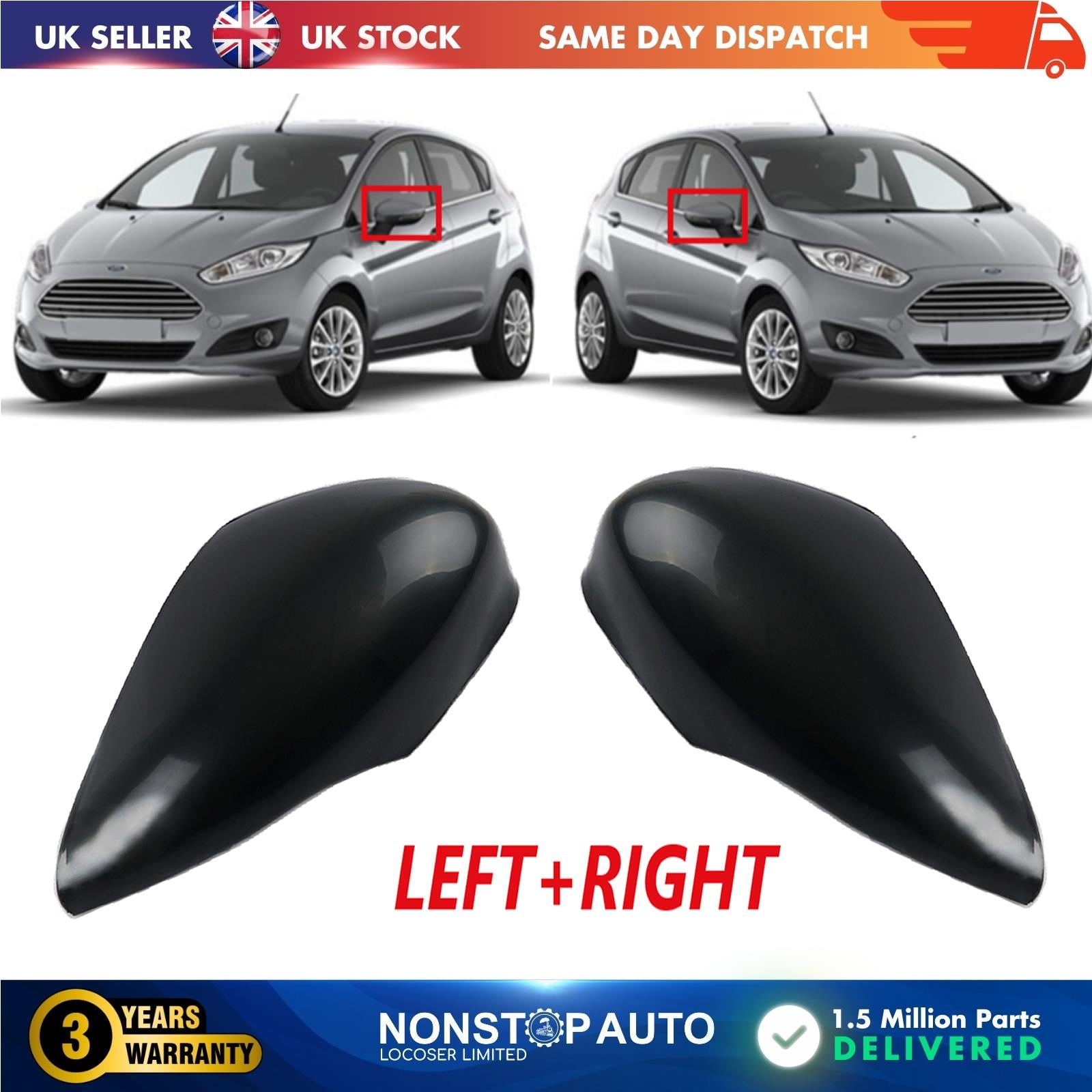 2X DOOR WING MIRROR COVER CAP LEFT RIGHT SIDE FOR FORD FIESTA VI B-MAX 8A6117K746  8A6117K747