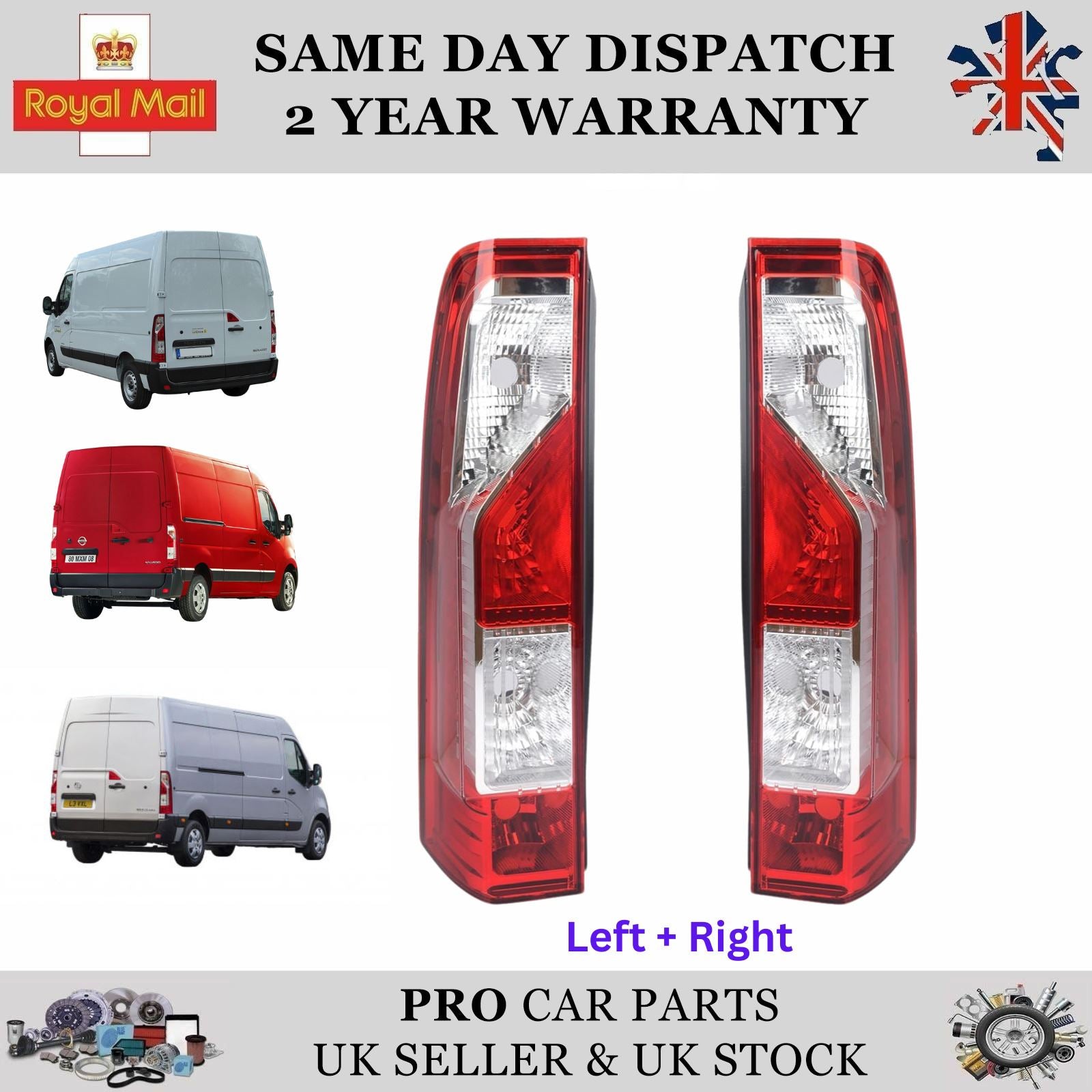 Pair Rear Tailgate Light Lamp R + L  Side for Renault Master MK3 MK4 265500023R