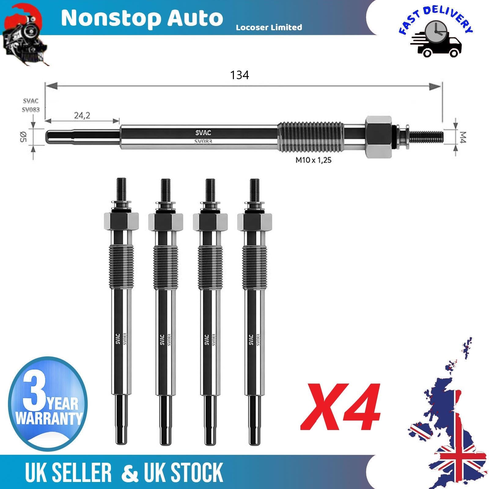 4X Glow Plugs For RENAULT Espace IV 3.0 dCi Vel Satis dCi 7701052949