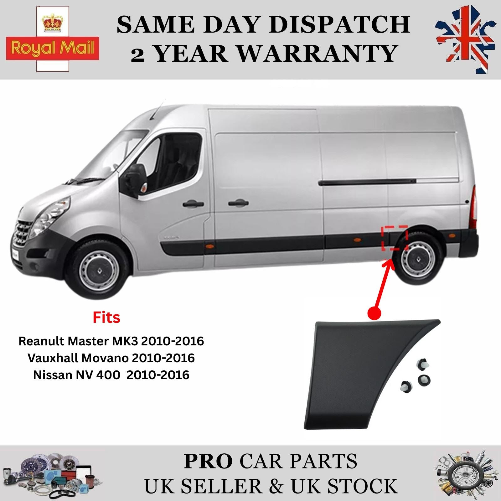 Door Moulding Strip Panel Rear Left Side For Vauxhall Movano Renault Master MK3