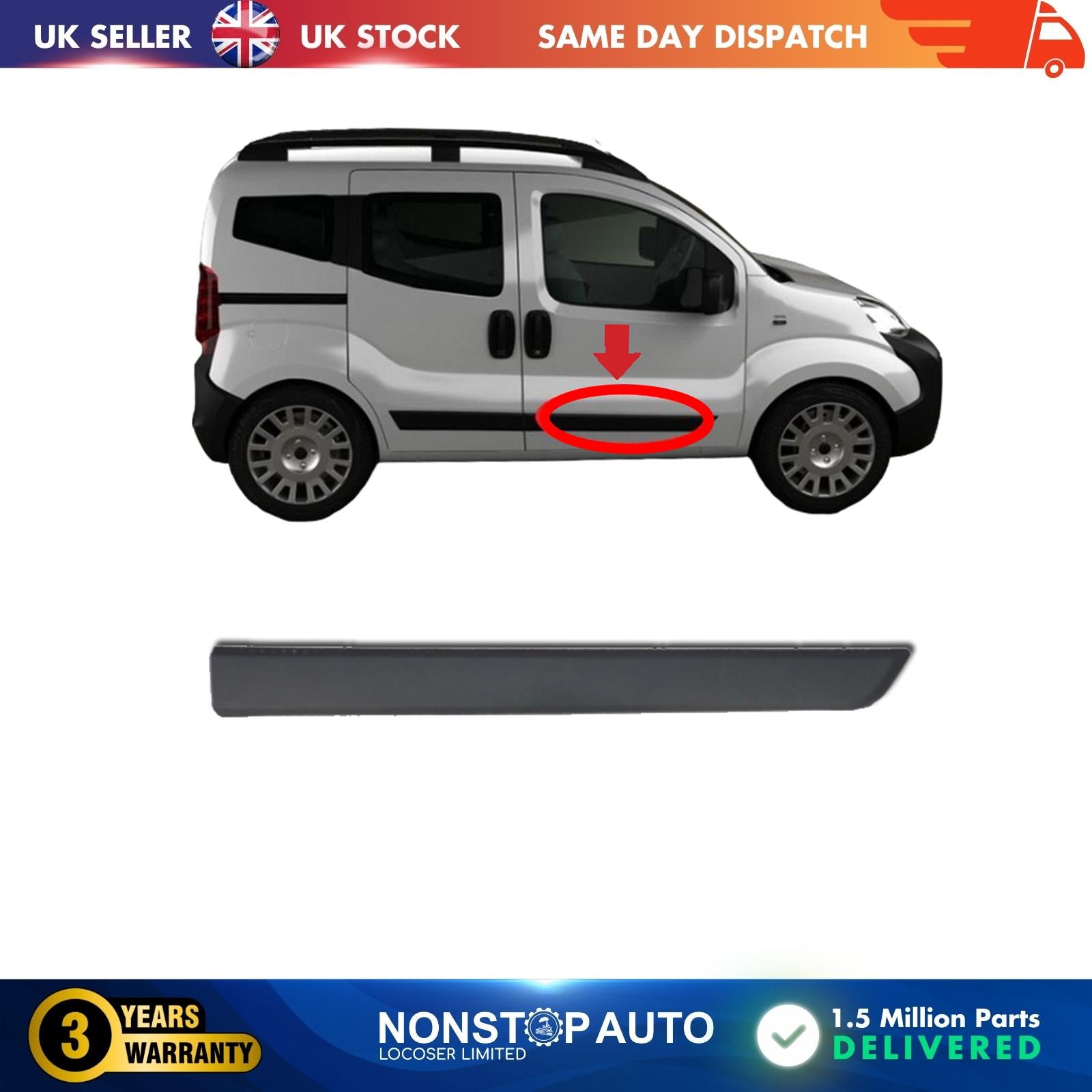 Door Panel Trim Moulding Strap / Front Right Fits Fiat Fiorino