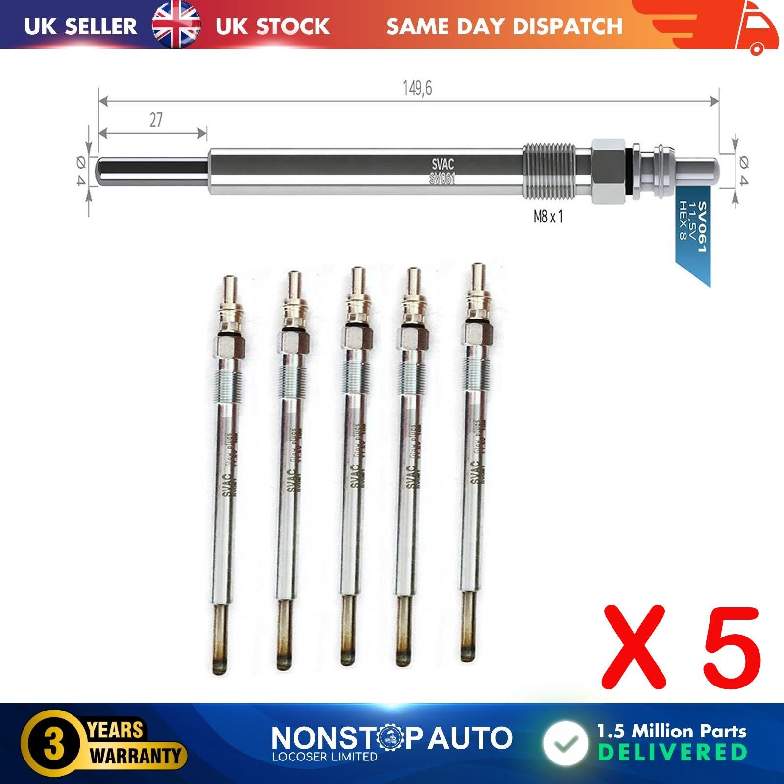 5X Glow Plugs For MITSUBISHI Colt VI 1.5 DI-D MN960296