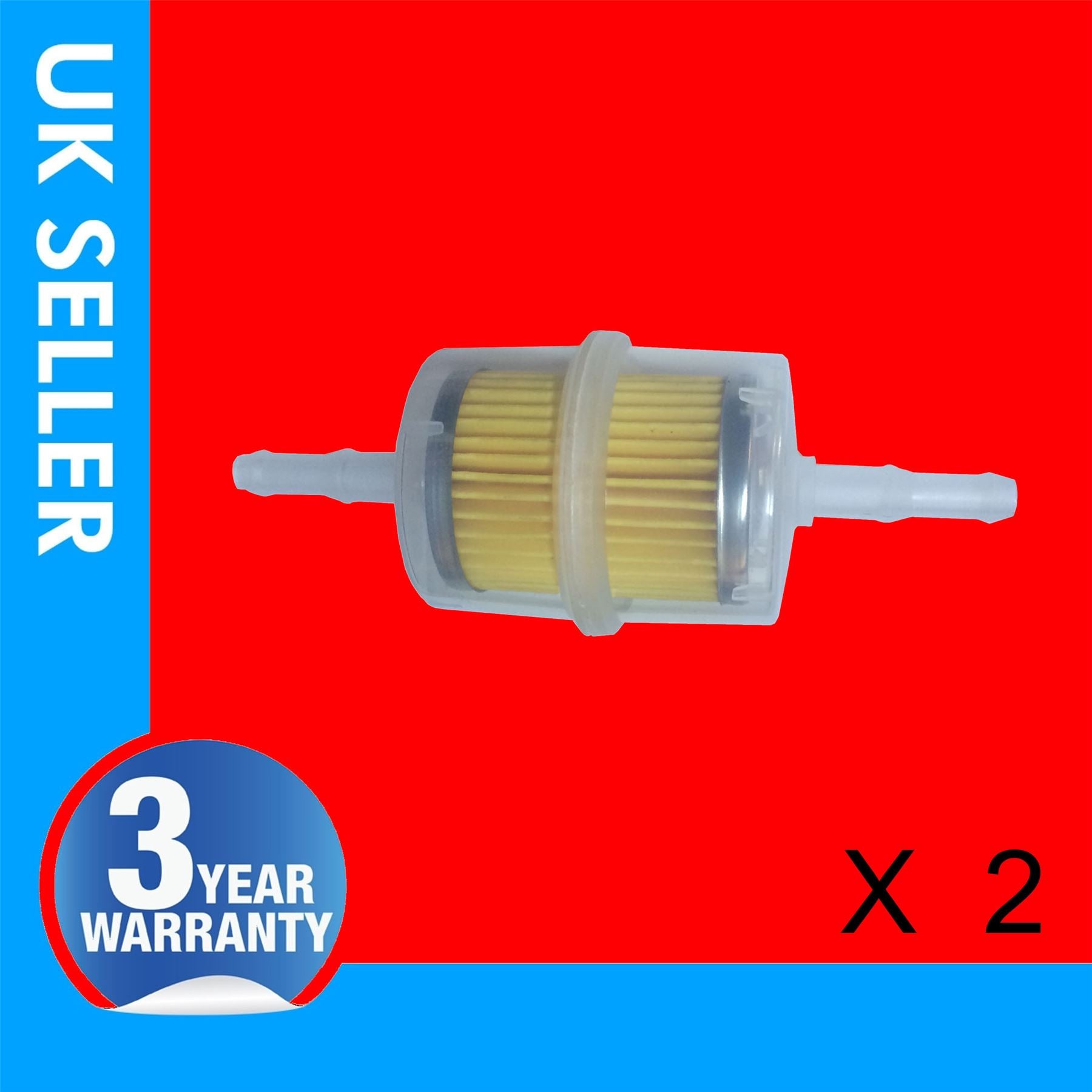 2 X  Universal Petrol Inline Filter Large Car Part Fit For 6mm-8mm