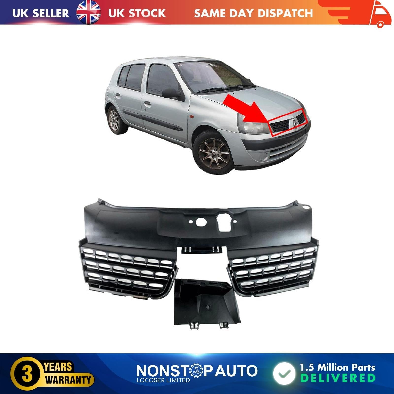 Front Radiator Bumper  Grill Panel  For RENAULT Clio MK2
