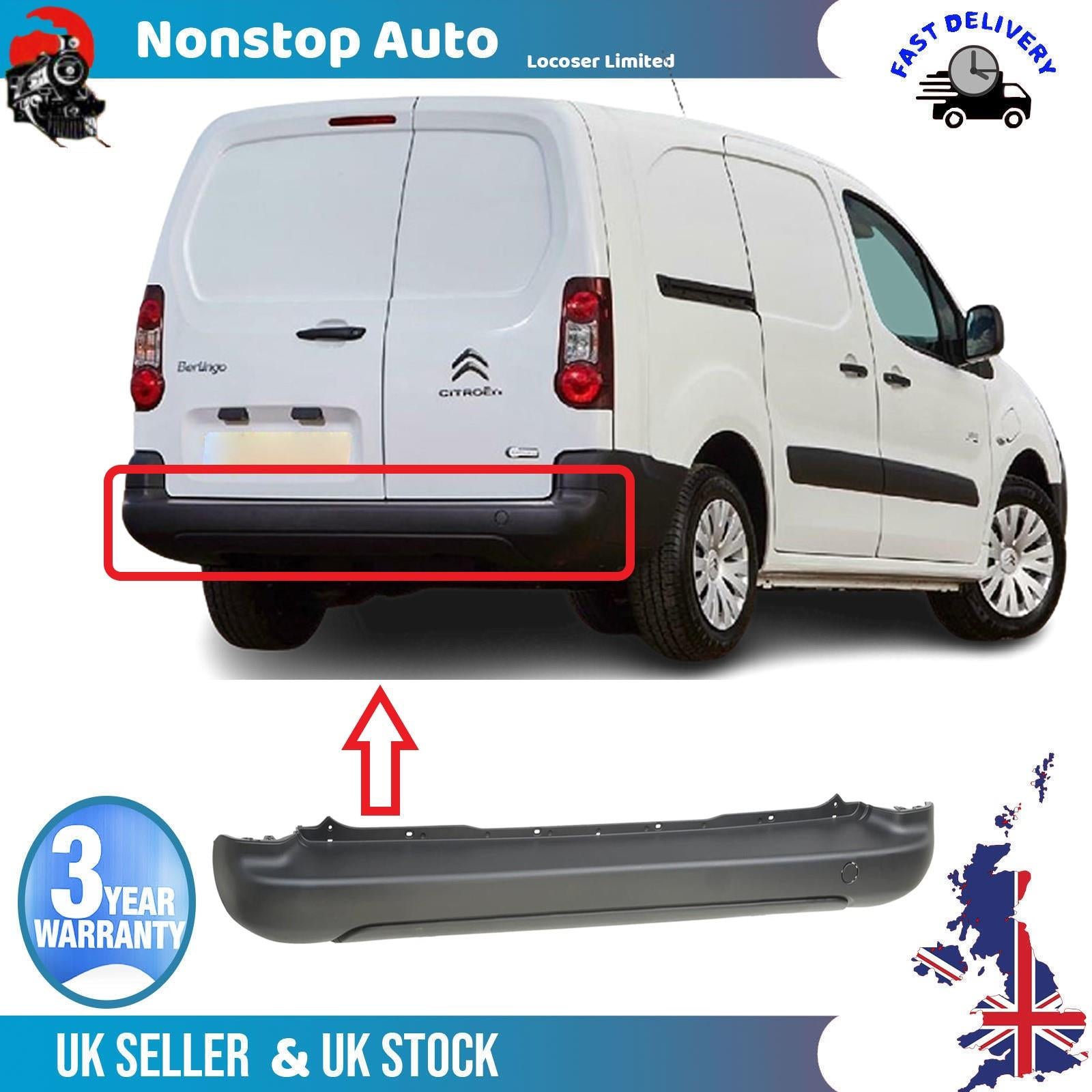 rear bumper Centre Without Sensor Holes Black For CITROEN Berlingo 7410GE