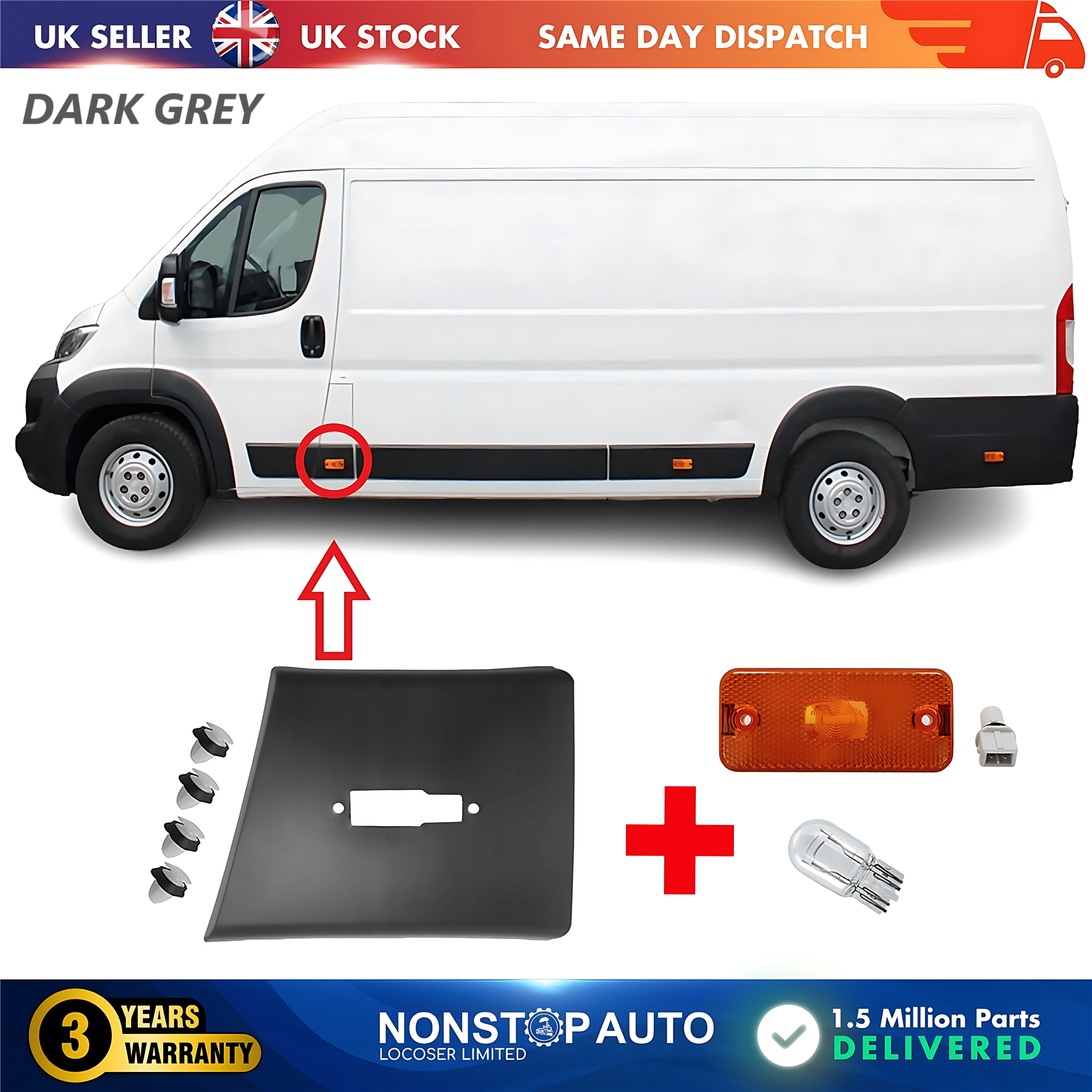 Moulding Trim Panel Indicator Bulb Left For CITROEN Relay PEUGEOT Boxer FIAT Ducato 2006 on 8547W5