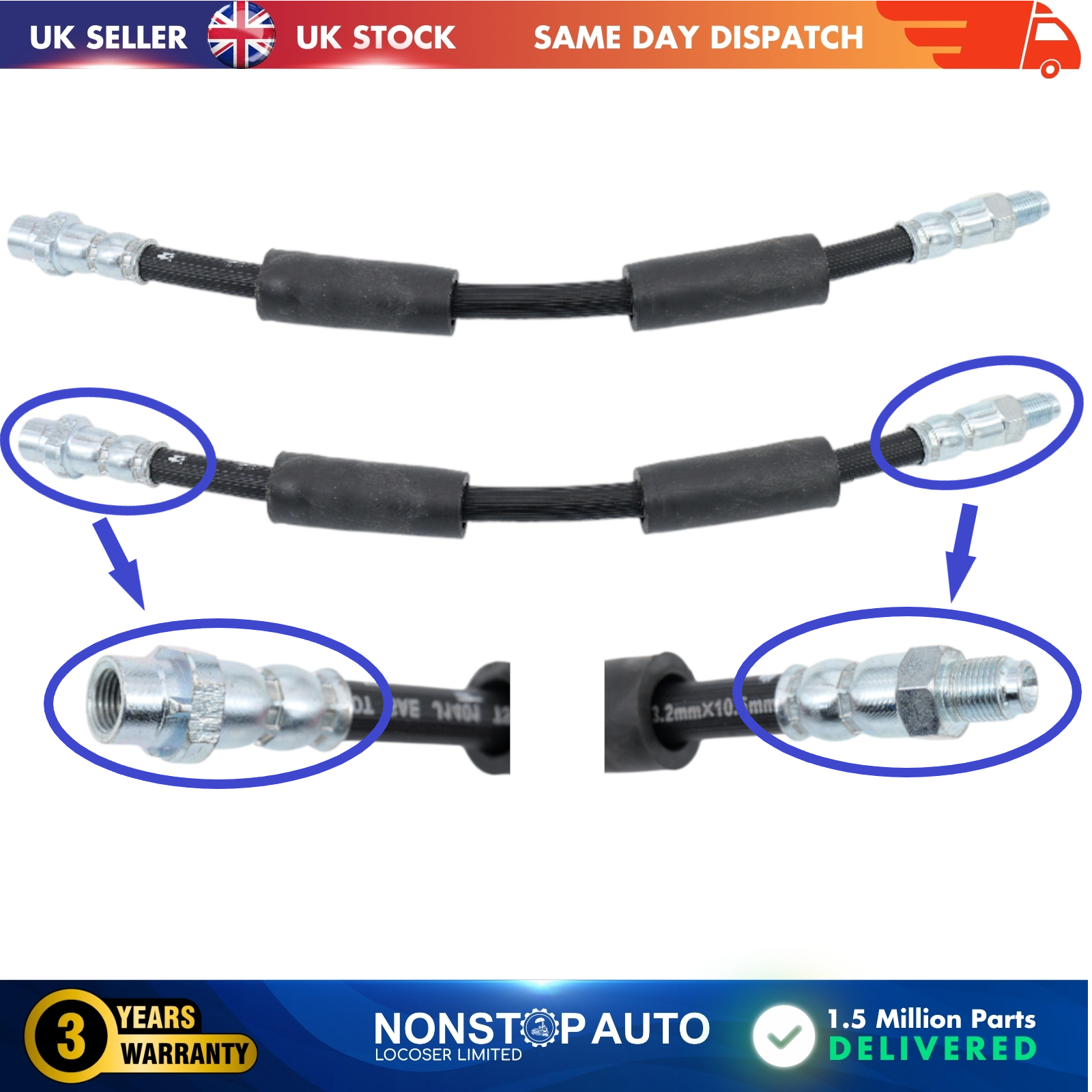 2X Rear Brake Hose Pipe For BMW X3 F25 X4 F26 34306797527