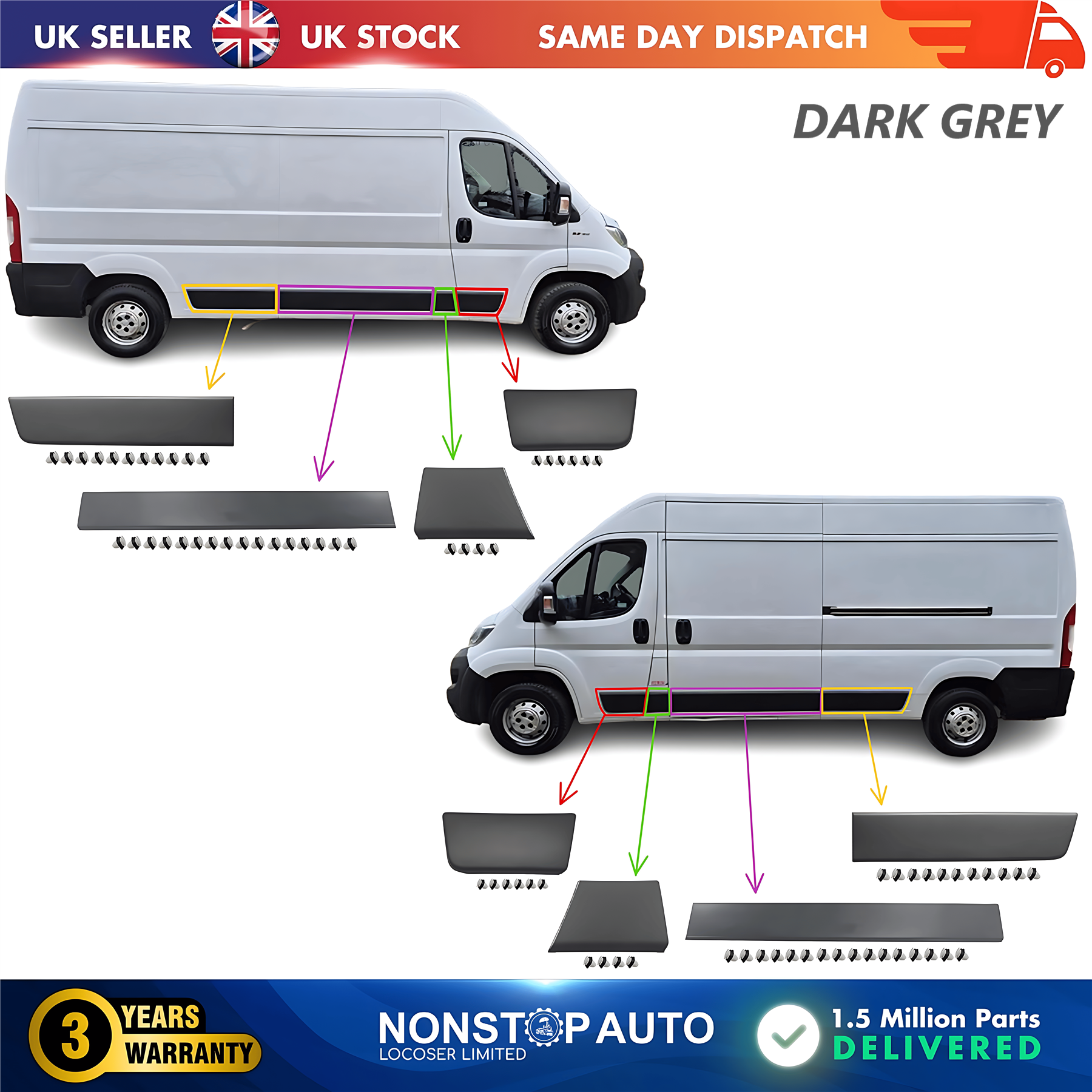 Moulding Trim Panel Set Left and Right For CITROEN Relay PEUGEOT Boxer FIAT Ducato 2006 on