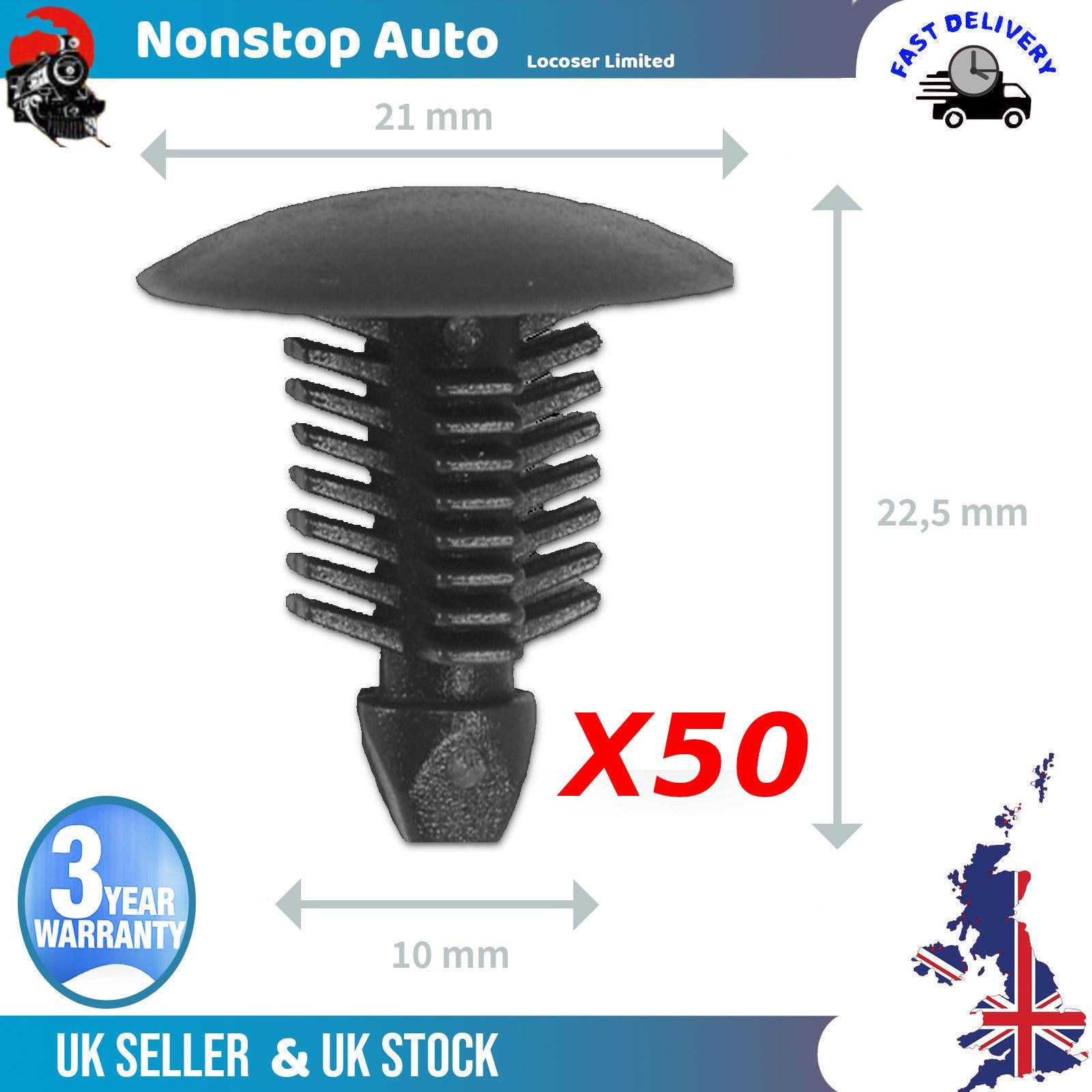 50X For Volvo Renault Citroen Interior Moulding Panel Trim Clips 22,5 X 21 X 10