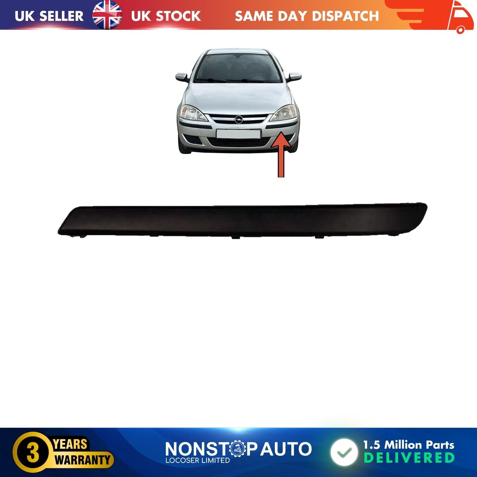 Front Bumper moulding Panel Strap Left Side For VAUXHALL  Corsa C Combo 1400725