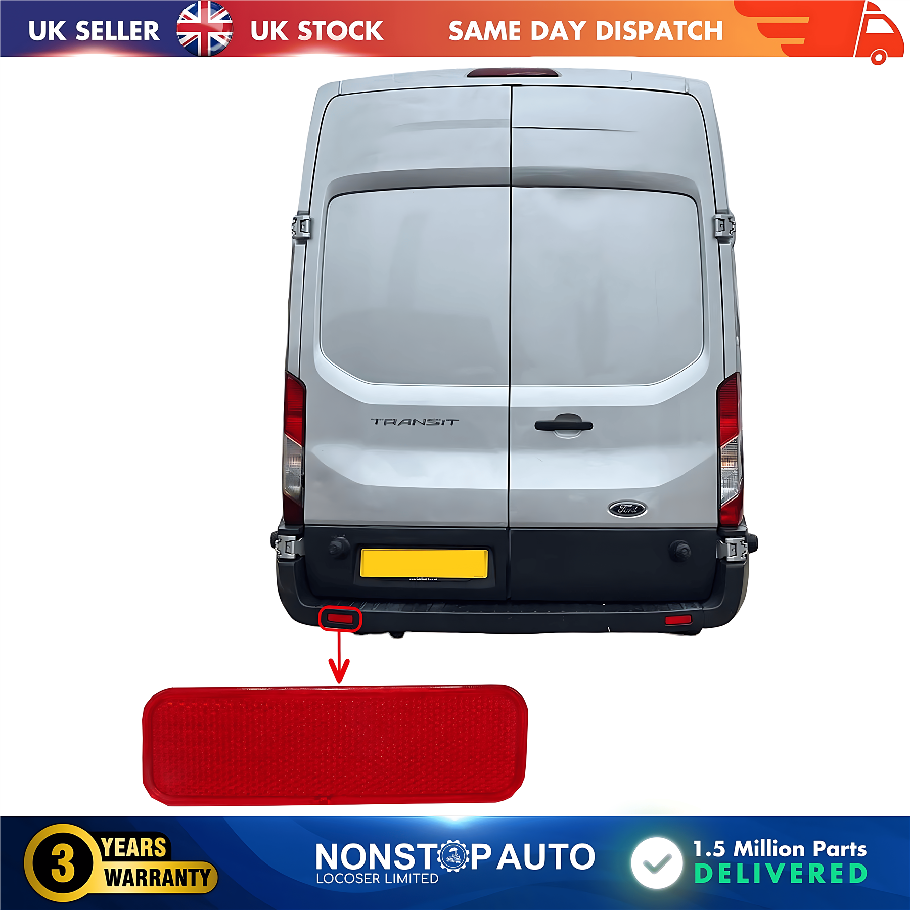Rear Bumper Reflector Left For FORD Transit Tourneo Connect Custom 1778456