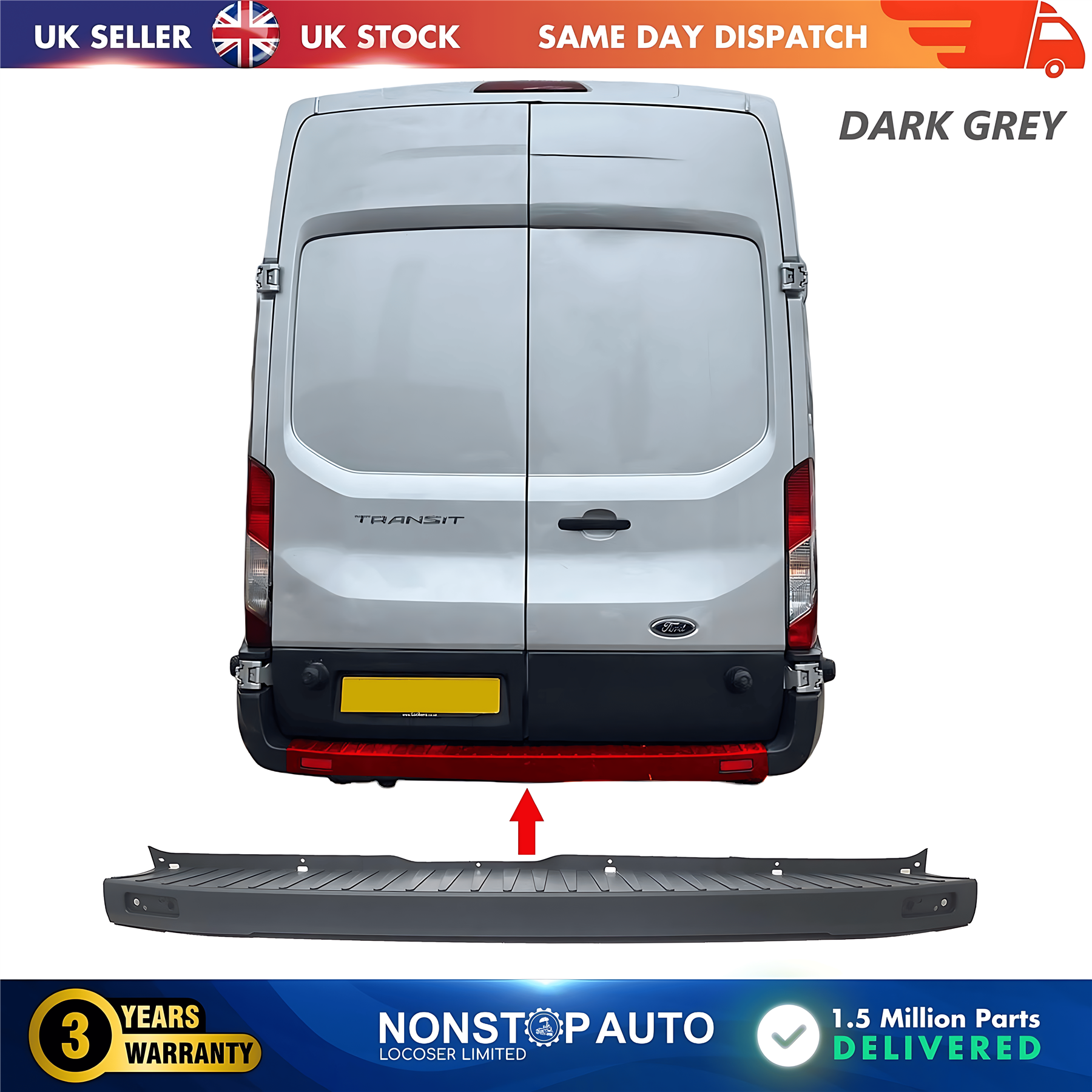 Rear Bumper Centre For FORD Transit MK8 V363 08.2013 on 1893399