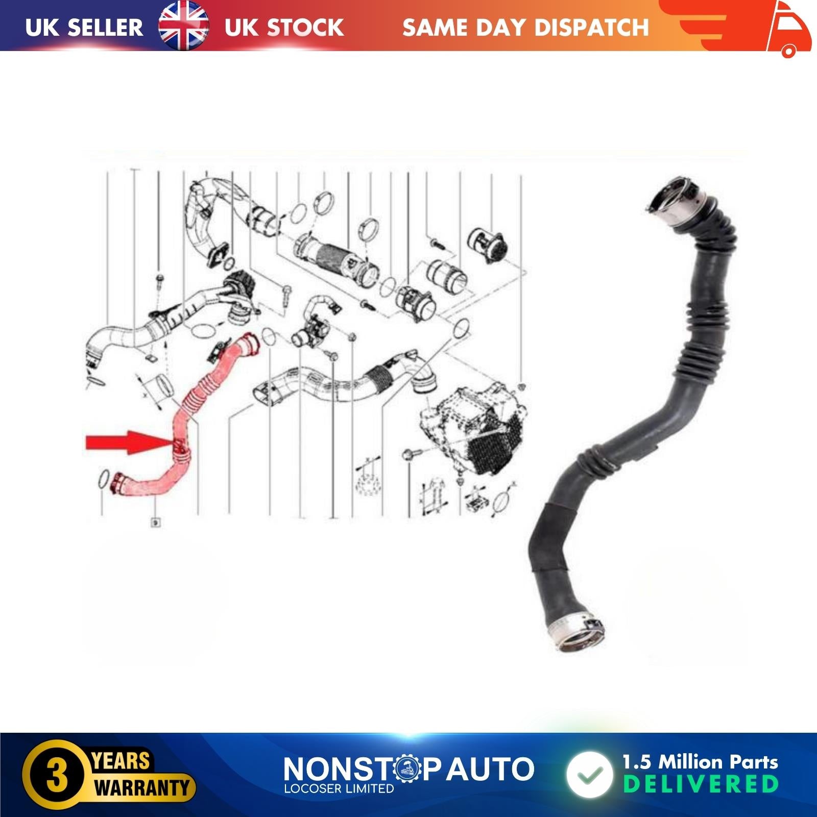 TURBO INTERCOOLER HOSE PIPE FOR  RENAULT Captur I Clio IV DACIA Dokker Duster Lodgy Logan II Sandero II 1.5 dCi 144604599R