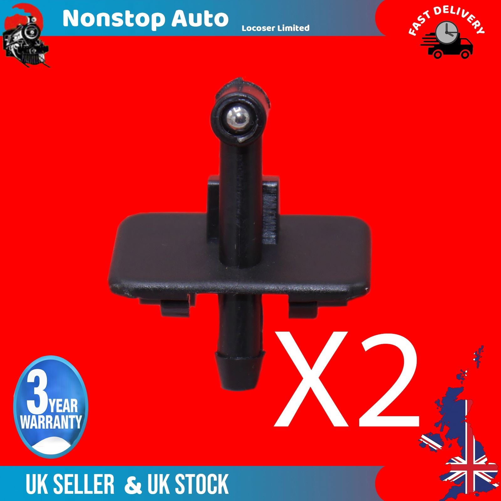2X Front Windscreen Washer Jet Nozzle Spray Fits Vauxhall Combo D 1353227080