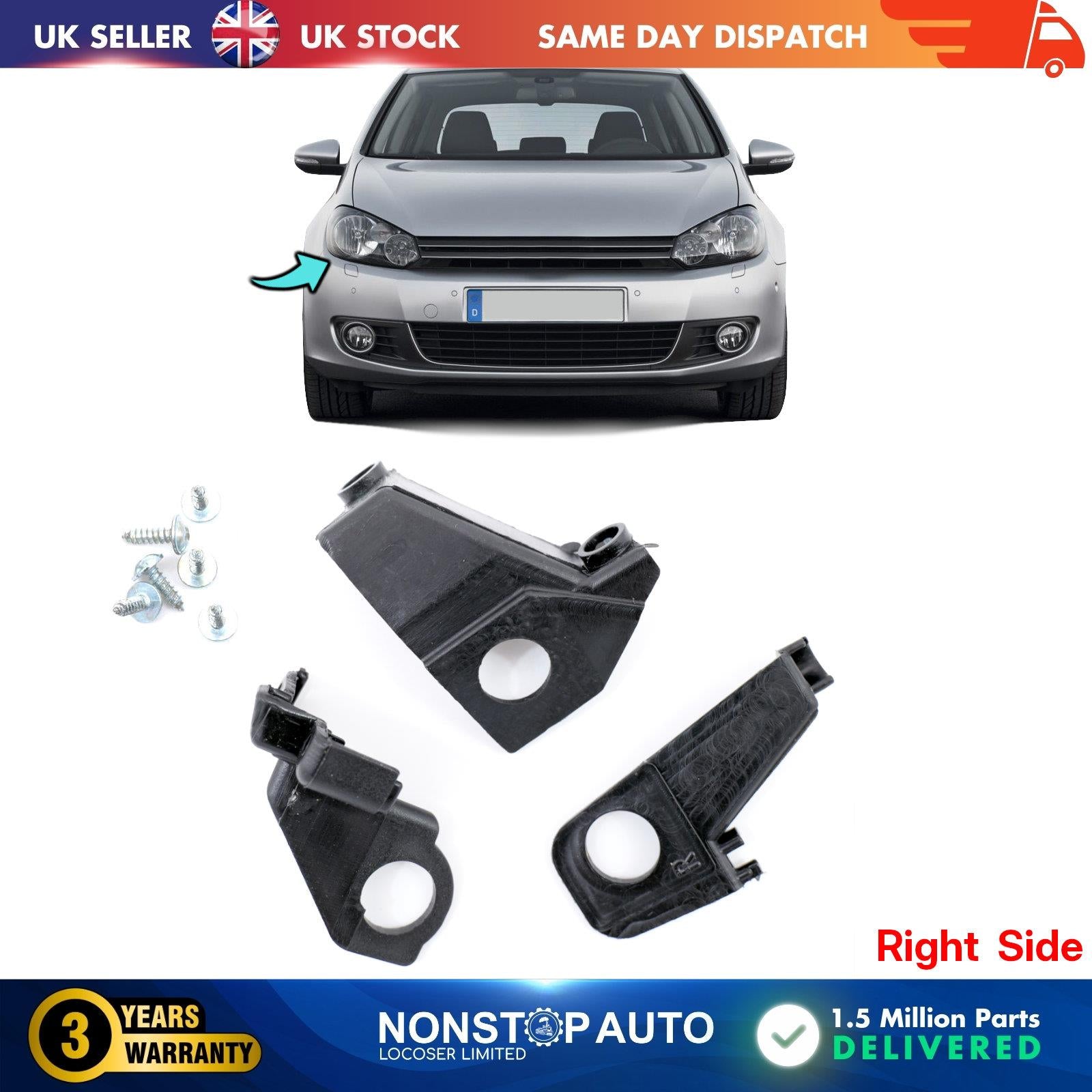 FOR VW Golf MK6 Headlight Repair Kit Bracket Clips Holder Right Side