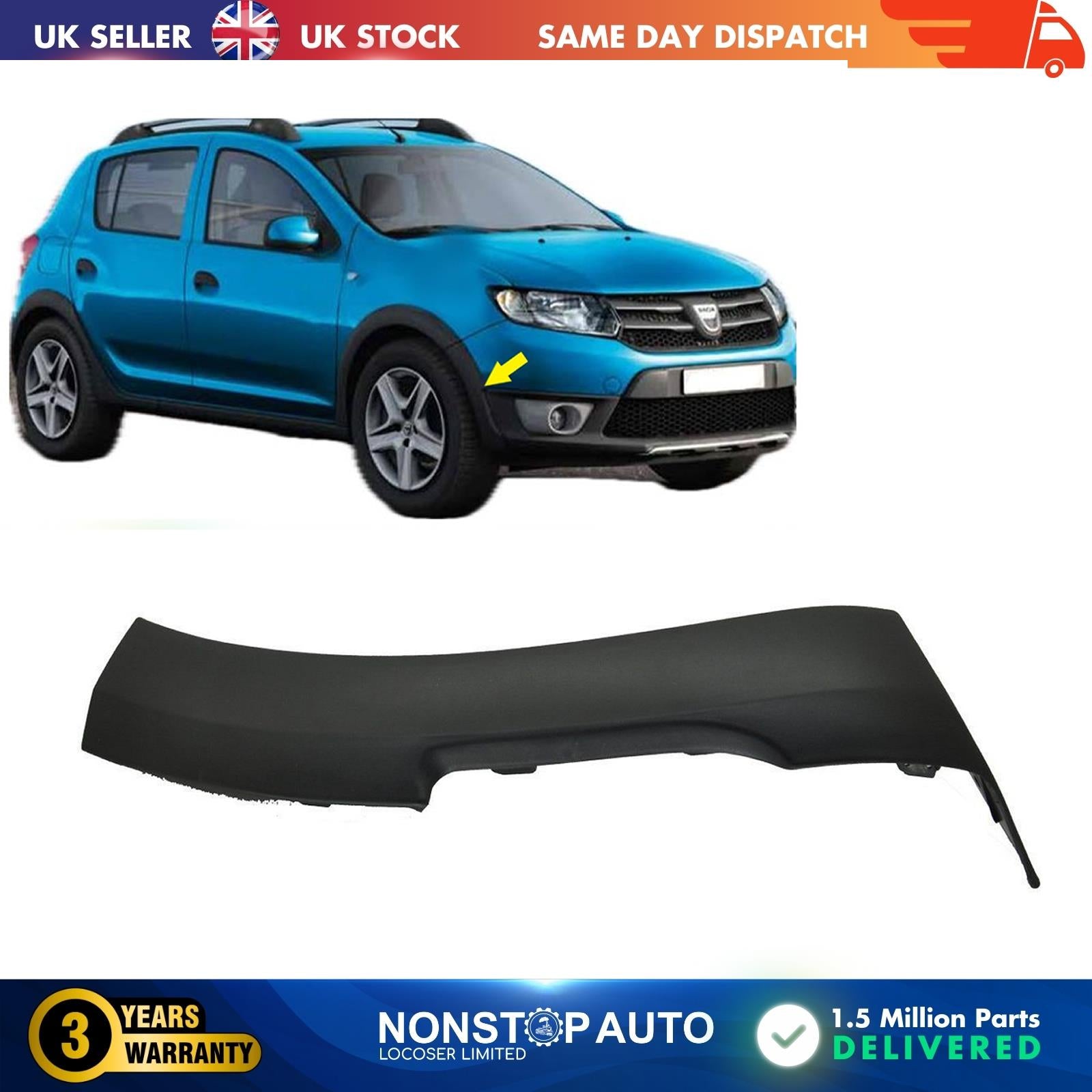 FRONT BUMPER SIDE MOLDING TRIM RIGHT  FOR DACIA SANDERO 960162872R