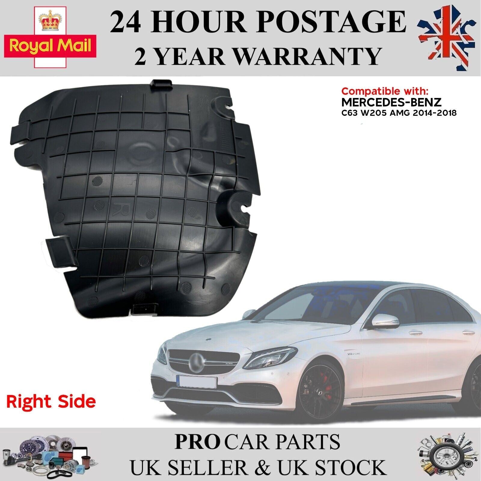 Front Fender Splash Guard Mud Flap Right O/S For Mercedes C63 W205 AMG 2014 - 18
