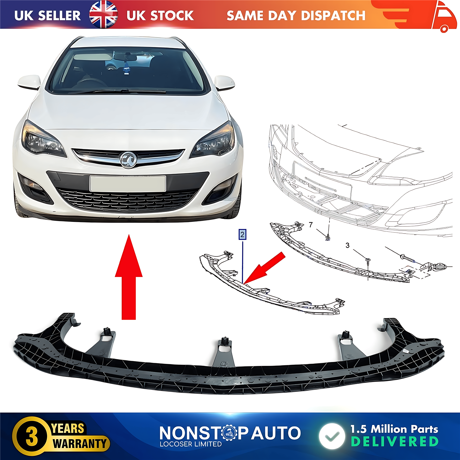Front Lower Bumper Plastic Absorber For VAUXHALL Astra J 12.2009-06.2015 1405169