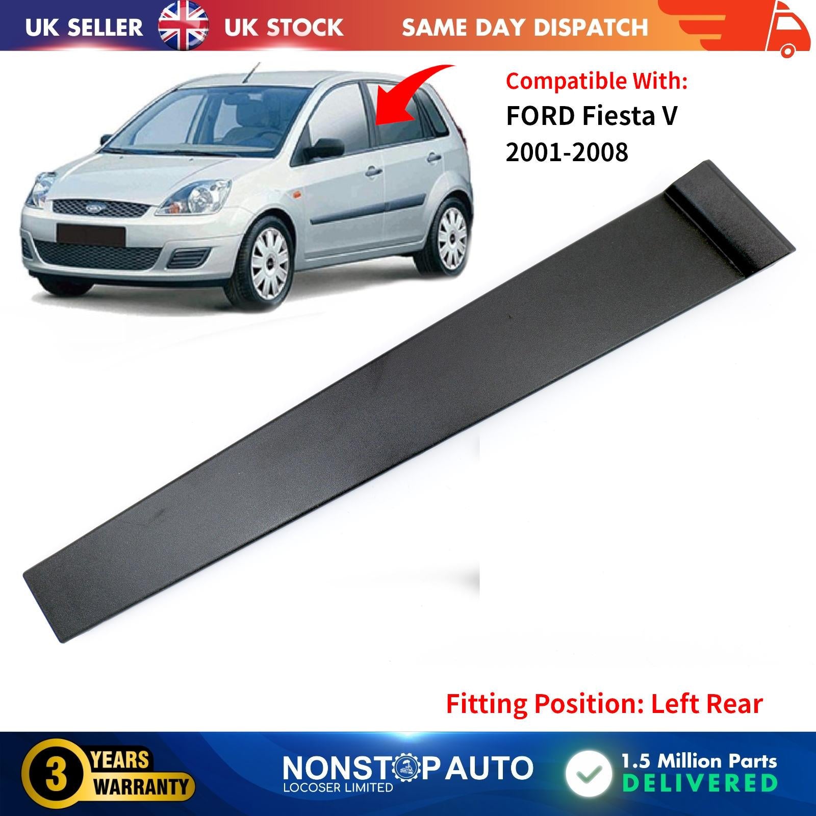 REAR LEFT DOOR PILLAR PLASTIC MOULDING TRIM PANEL FOR FORD FIESTA MK5 2S61A25459AN