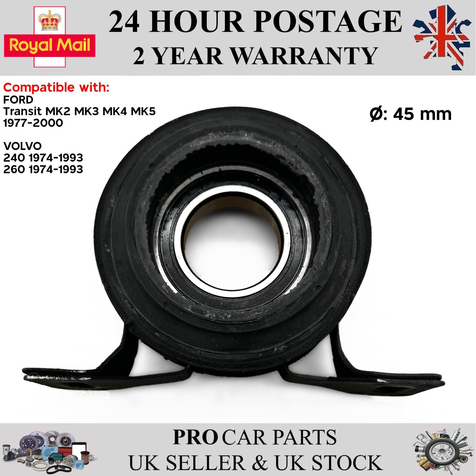 Propshaft Centre Bearing Support Mount 45 mm For FORD Transit MK2 MK3 MK4 MK5 VOLVO 240 260 92VB4826BA