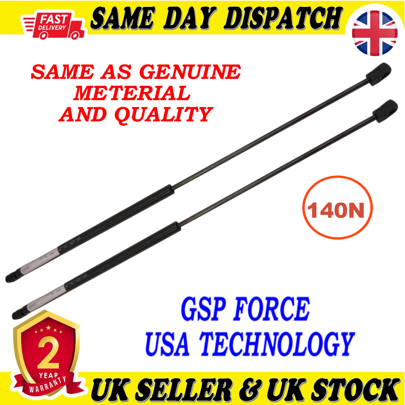 2X TAILGATE BOOT GAS STRUTS 140 Newton FOR VOLVO C30 C70II S40II V50 31218478