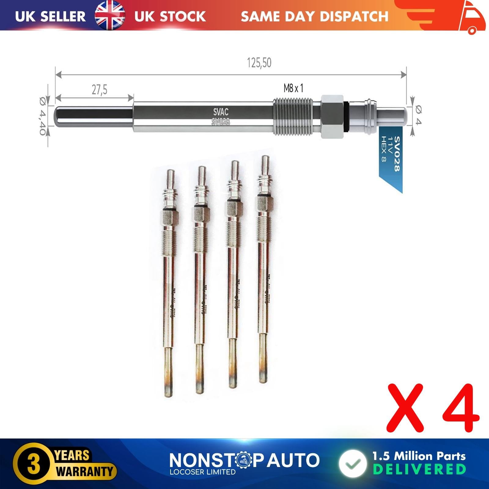 4X Glow Plugs For FIAT Scudo 9650100080