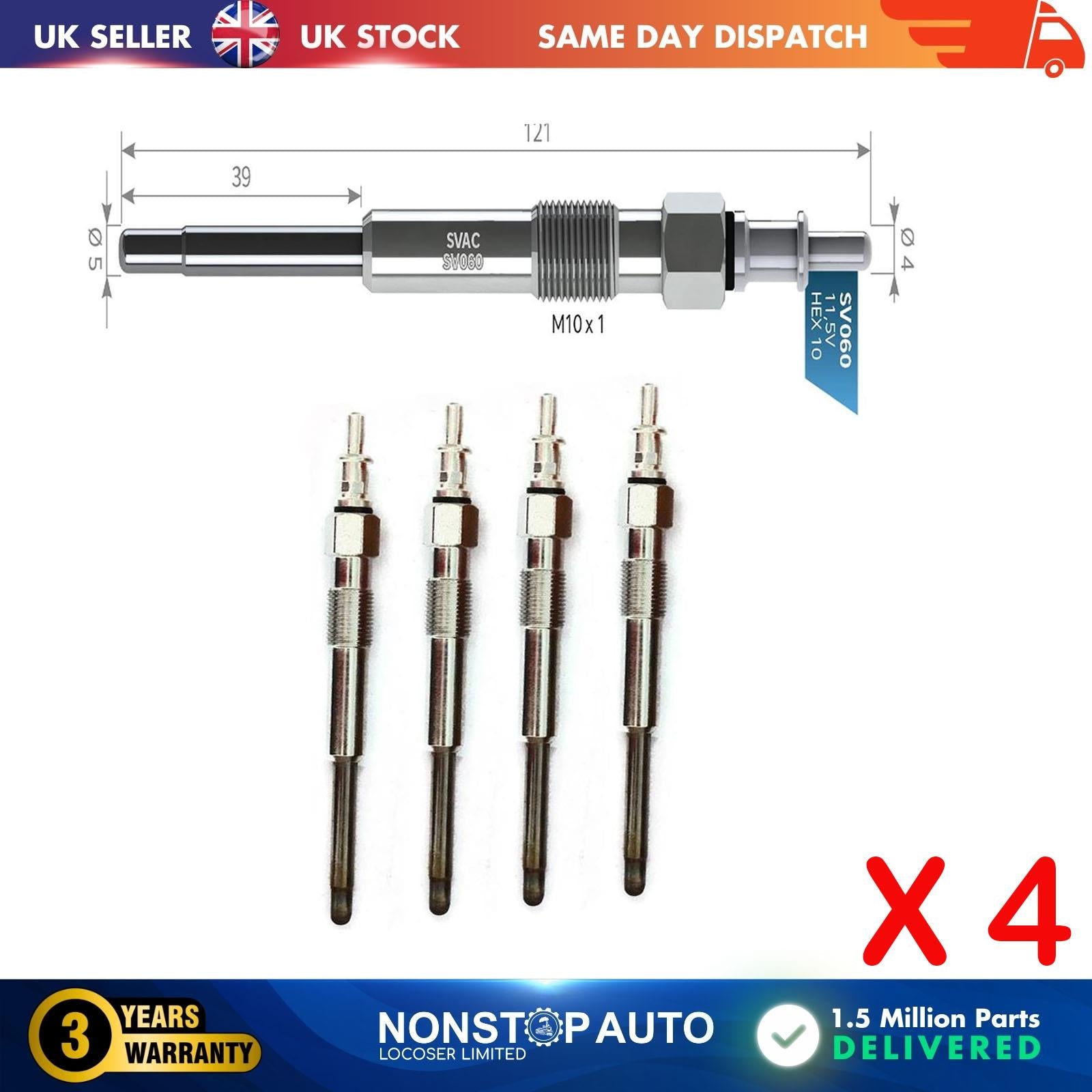 4X Glow Plugs For SMART Cabrio City Coupe ForTwo 0.8 CDI 0004562V003