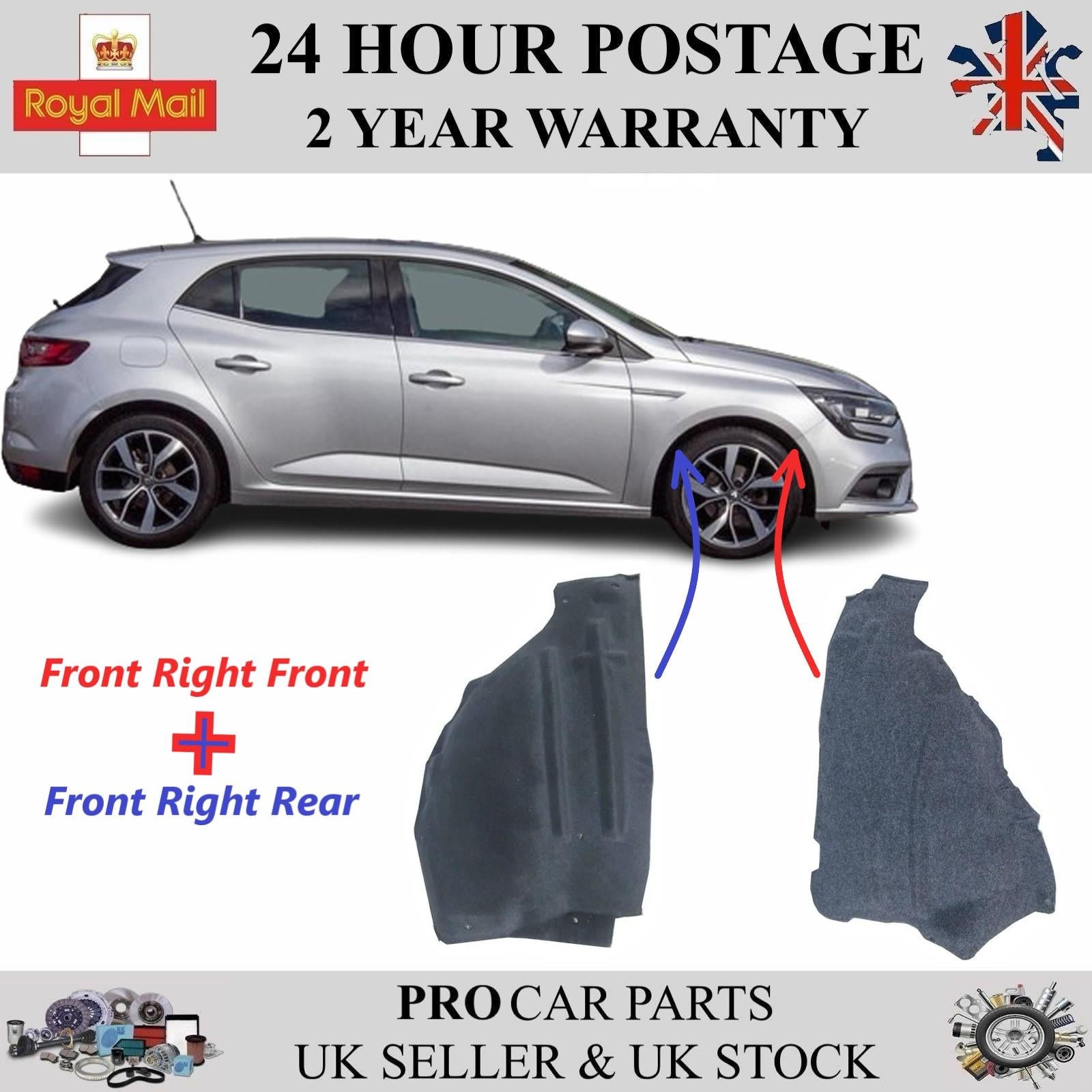 Fender Mudguard Front Right Set For RENAULT Megane IV 2016 on 638445163R 638425342R