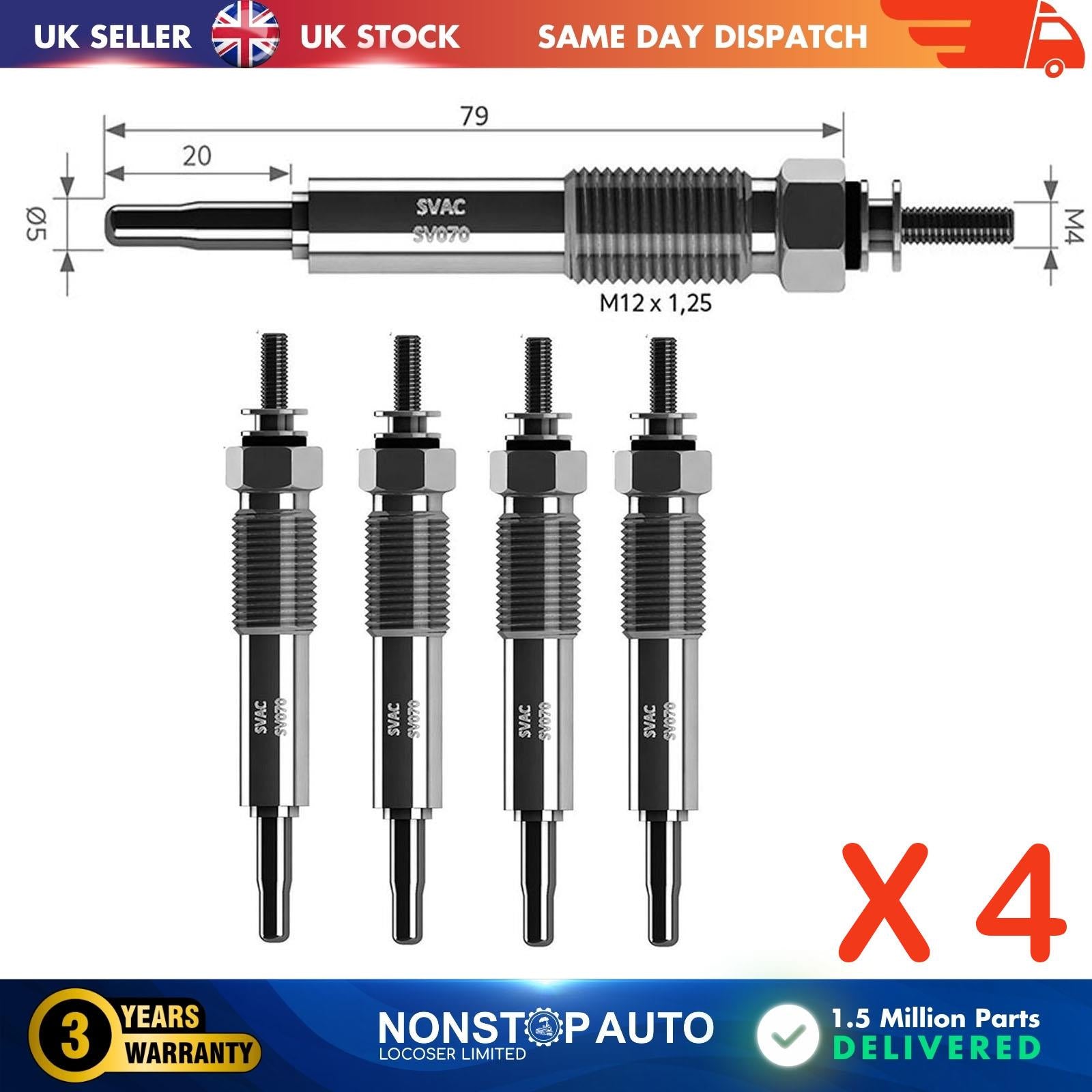 4X Glow Plugs For MORGAN Plus Eight 3.5 ME017010