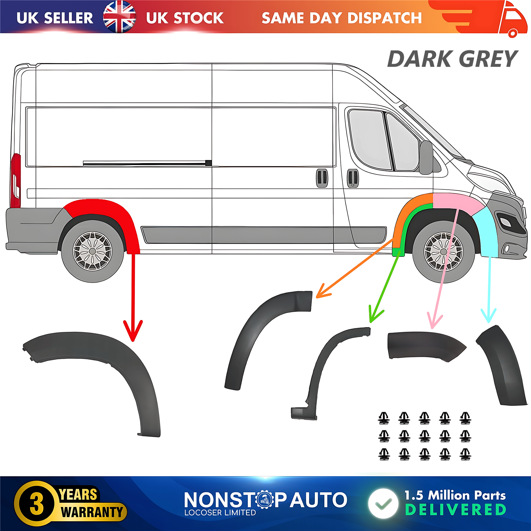 5X Wheel Arch Trim Moulding Right Set For CITROEN Relay PEUGEOT Boxer FIAT Ducato 2014 on