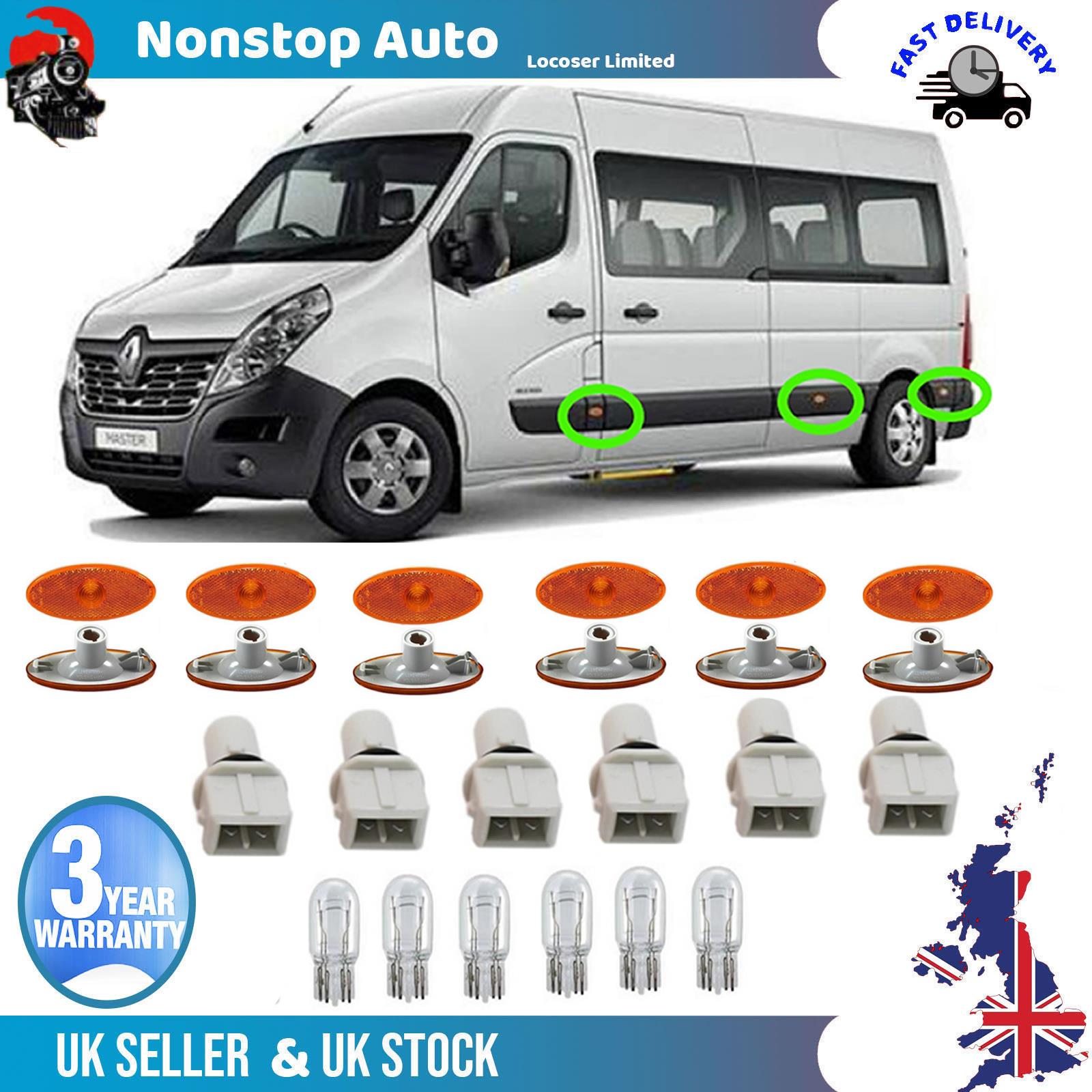 6X FOR RENAULT MASTER SIDE MARKER LAMP LIGHT LENS+BULB HOLDER + BULB 261B00001R