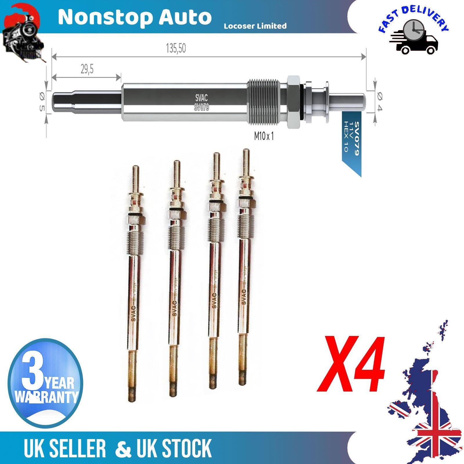 4X Glow Plugs For SAAB 9-3 91196669