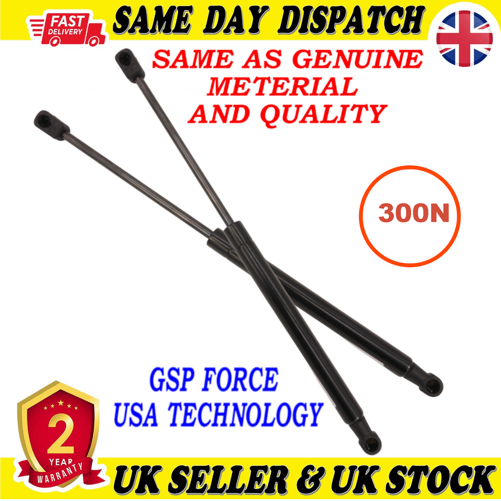 2X TAILGATE BOOT GAS STRUTS 300 Newton FOR MERCEDES CITAN RENAULT KANGOO 4159800164