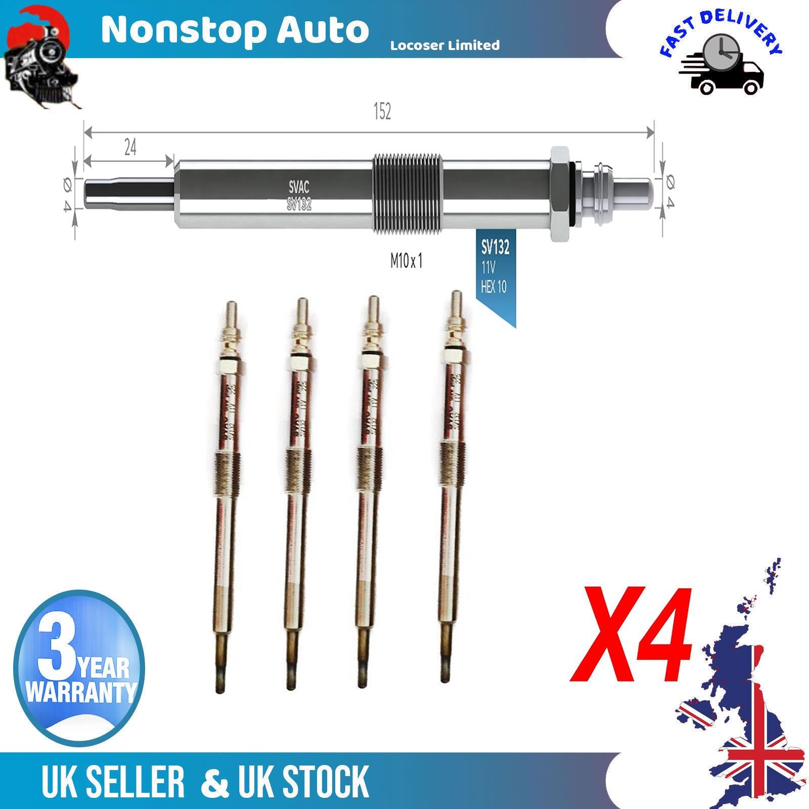 4X Glow Plugs For SSANGYONG Actyon I Kyron Rexton Rodius 6651590201
