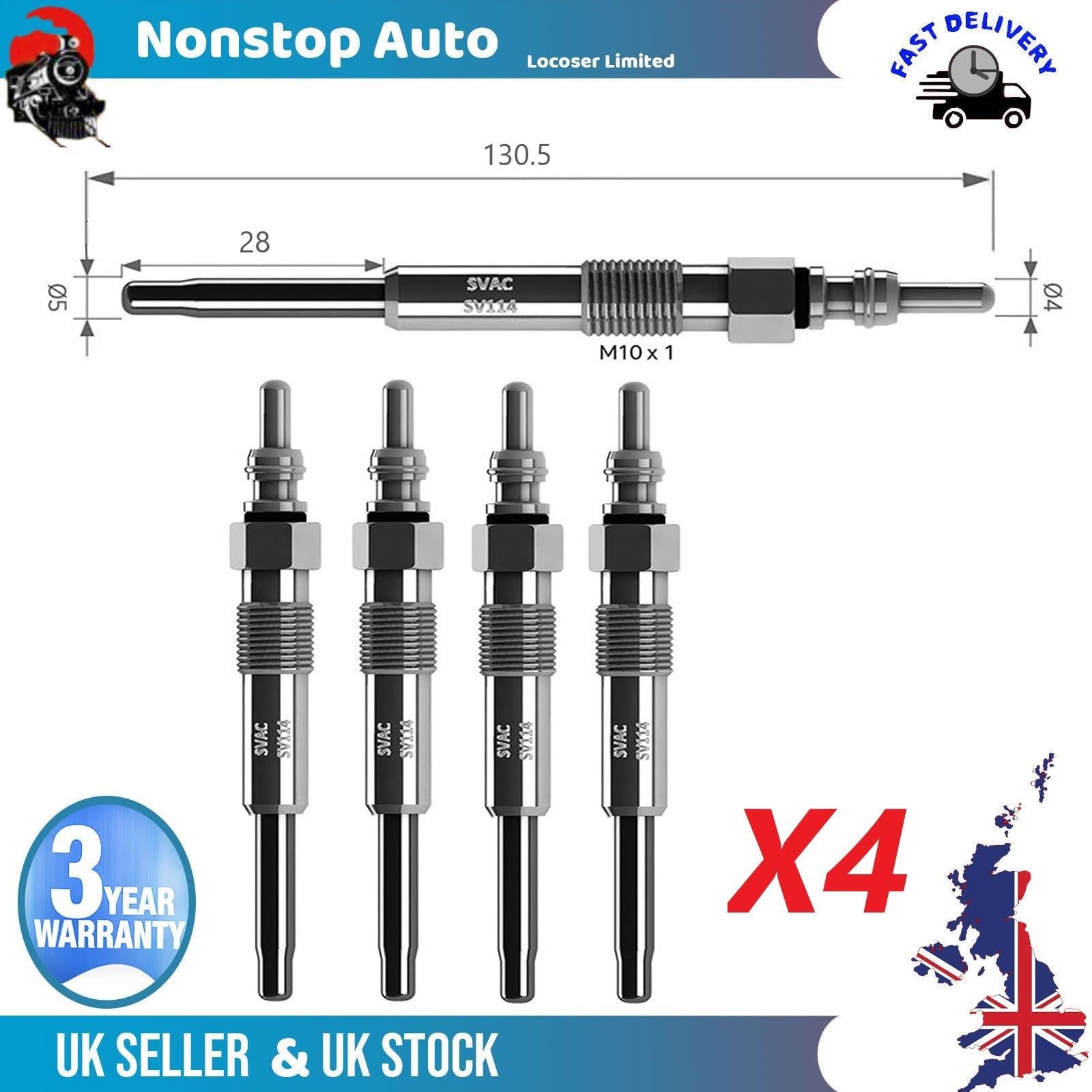 4X Glow Plugs For VAUXHALL Touareg 3.0 TDI 4motion 059963319AC
