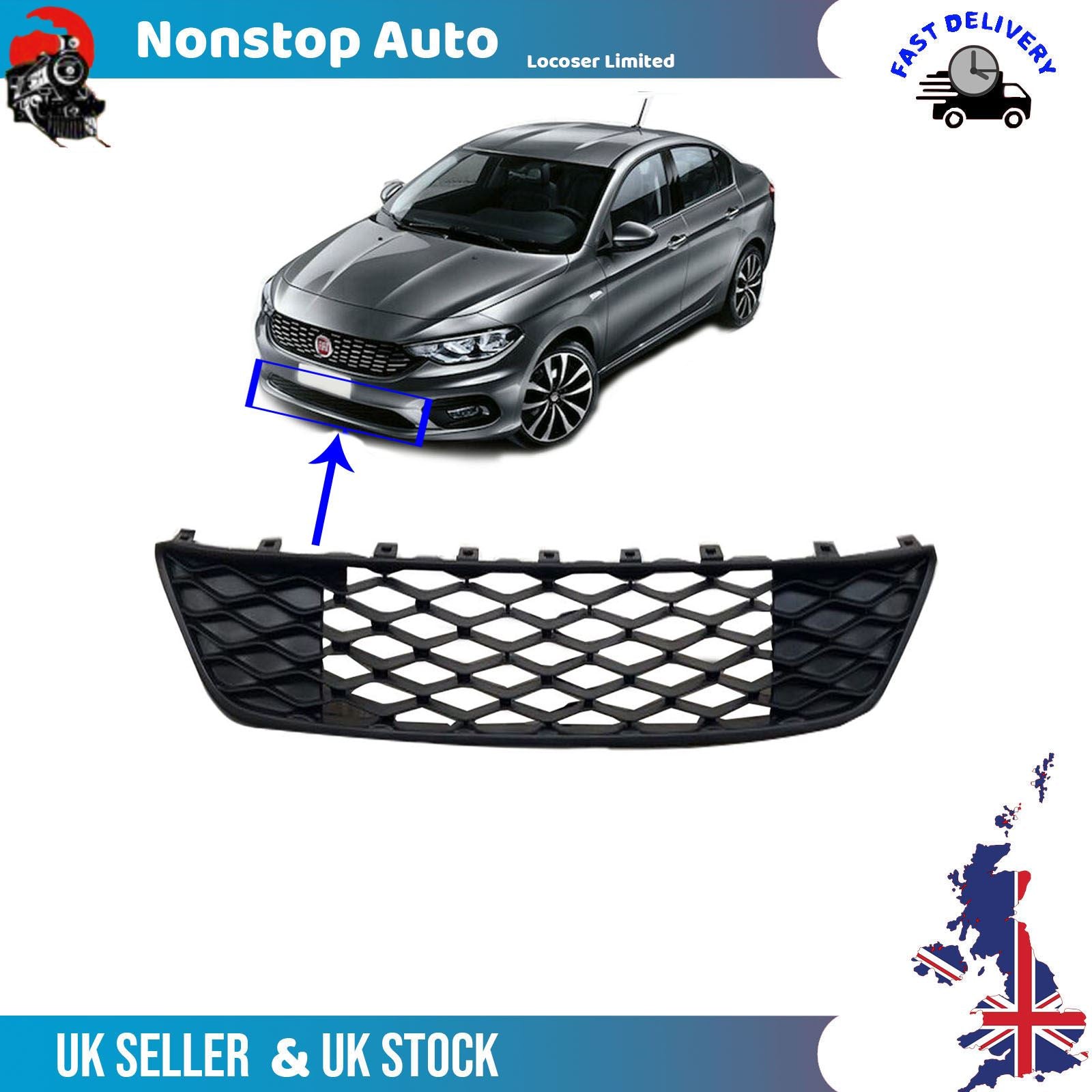 front bumper Lower Centre Mesh Air Grill Fits Fiat Tipo 735642859 735654804