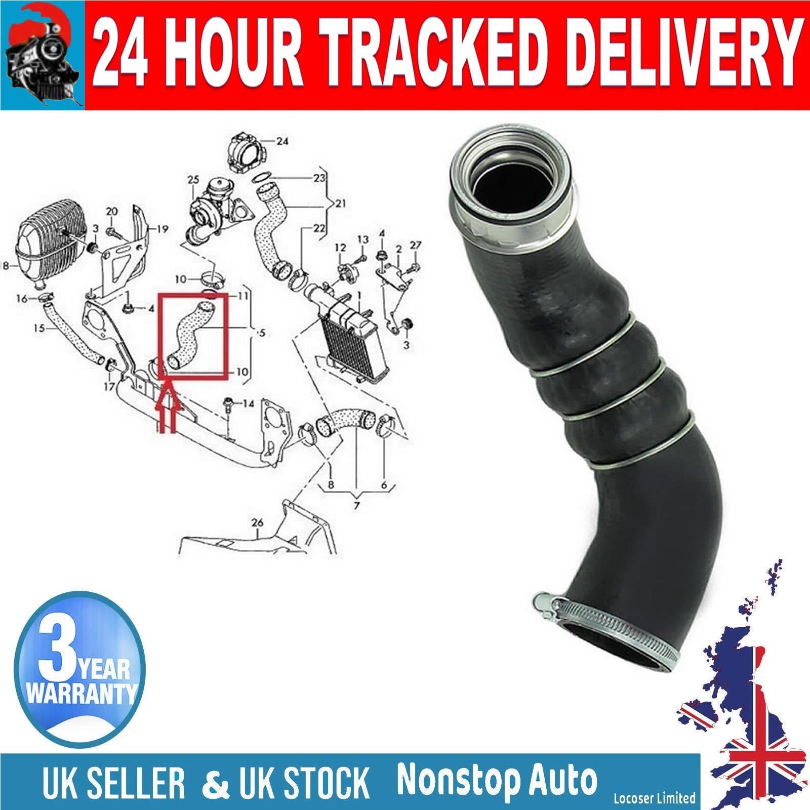 TURBO INTERCOOLER HOSE PIPE FOR AUDI A4 2.0 TDI.  8E0145790P