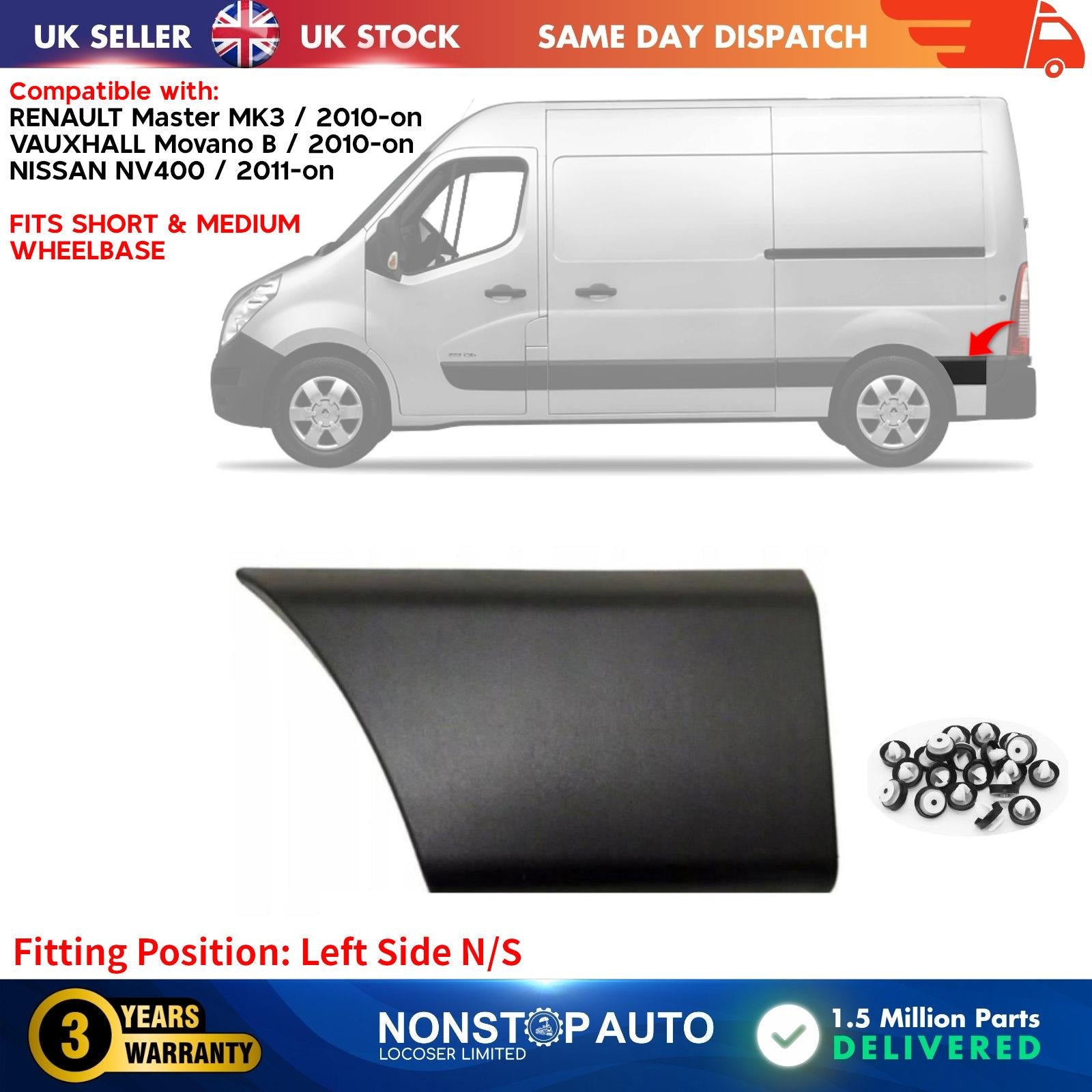 Side Moulding Rear Left Short for   NISSAN NV 400 768F20005R