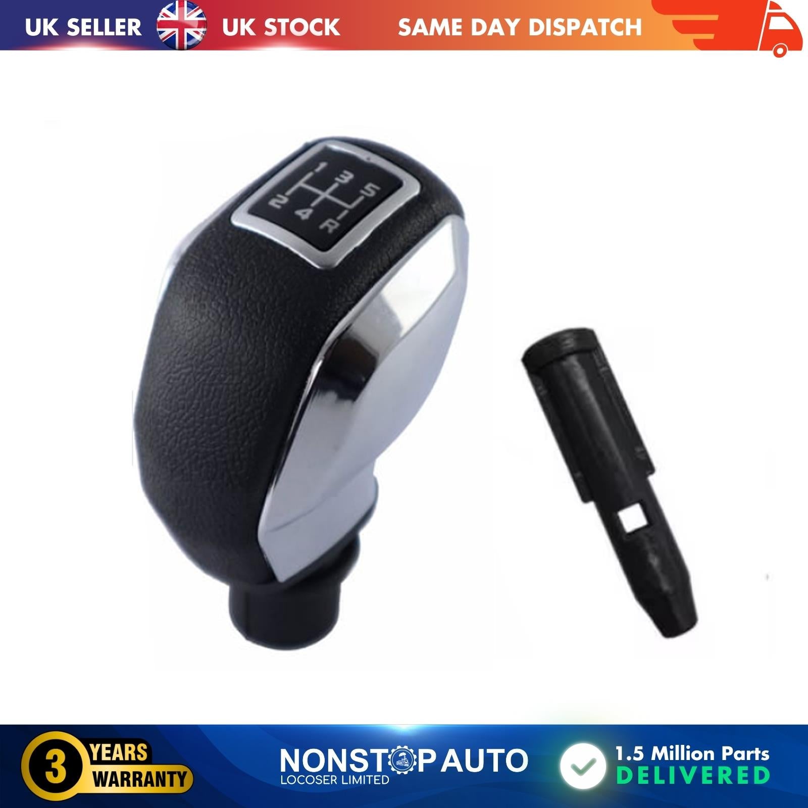GEAR SHIFT KNOB Bright Chrome  FOR PEUGEOT 206 207 307 407 301 3008 CITROEN C3 C4 96738471W
