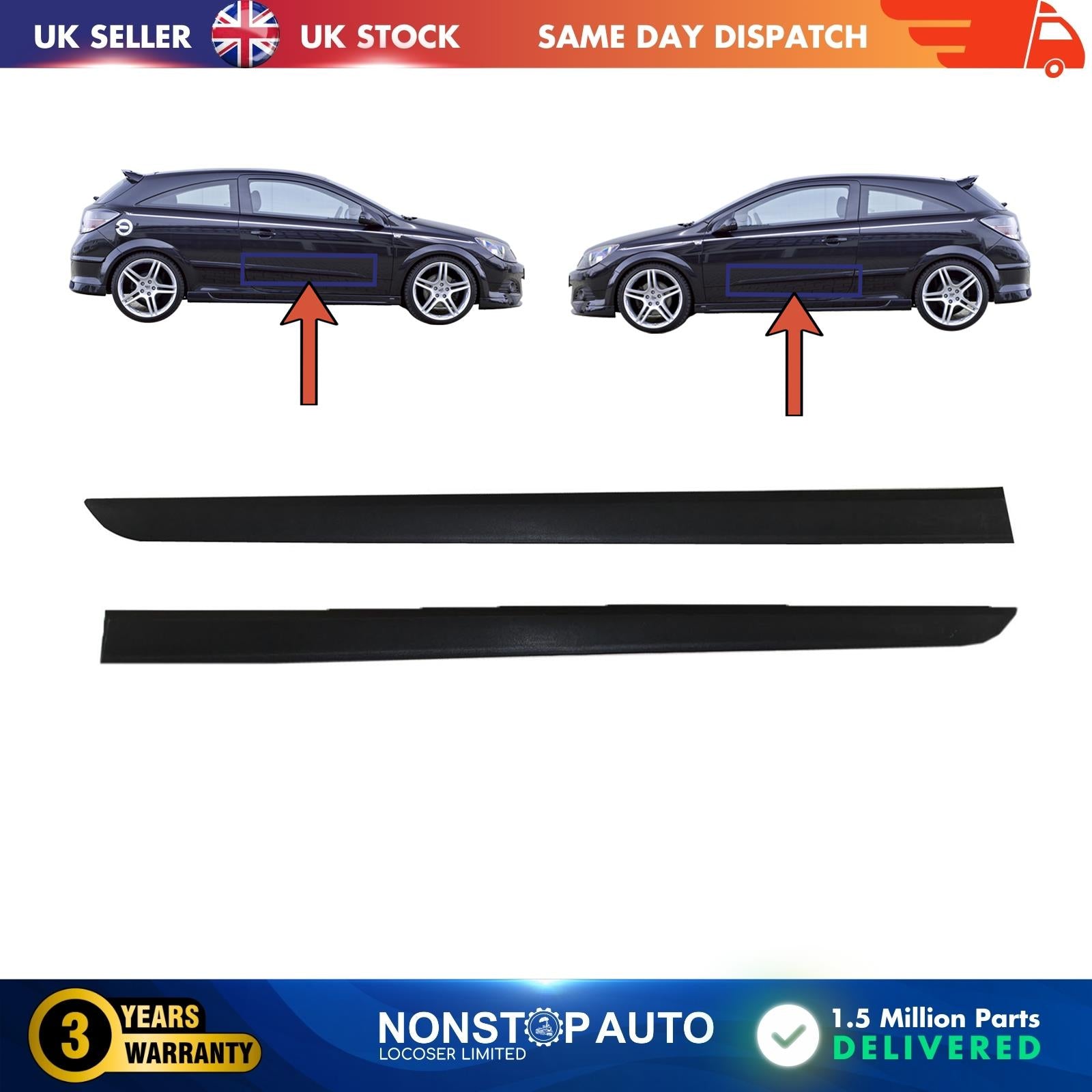 2 X Front Door Moulding Panel Strap Vauxhall Opel Astra H 5172409