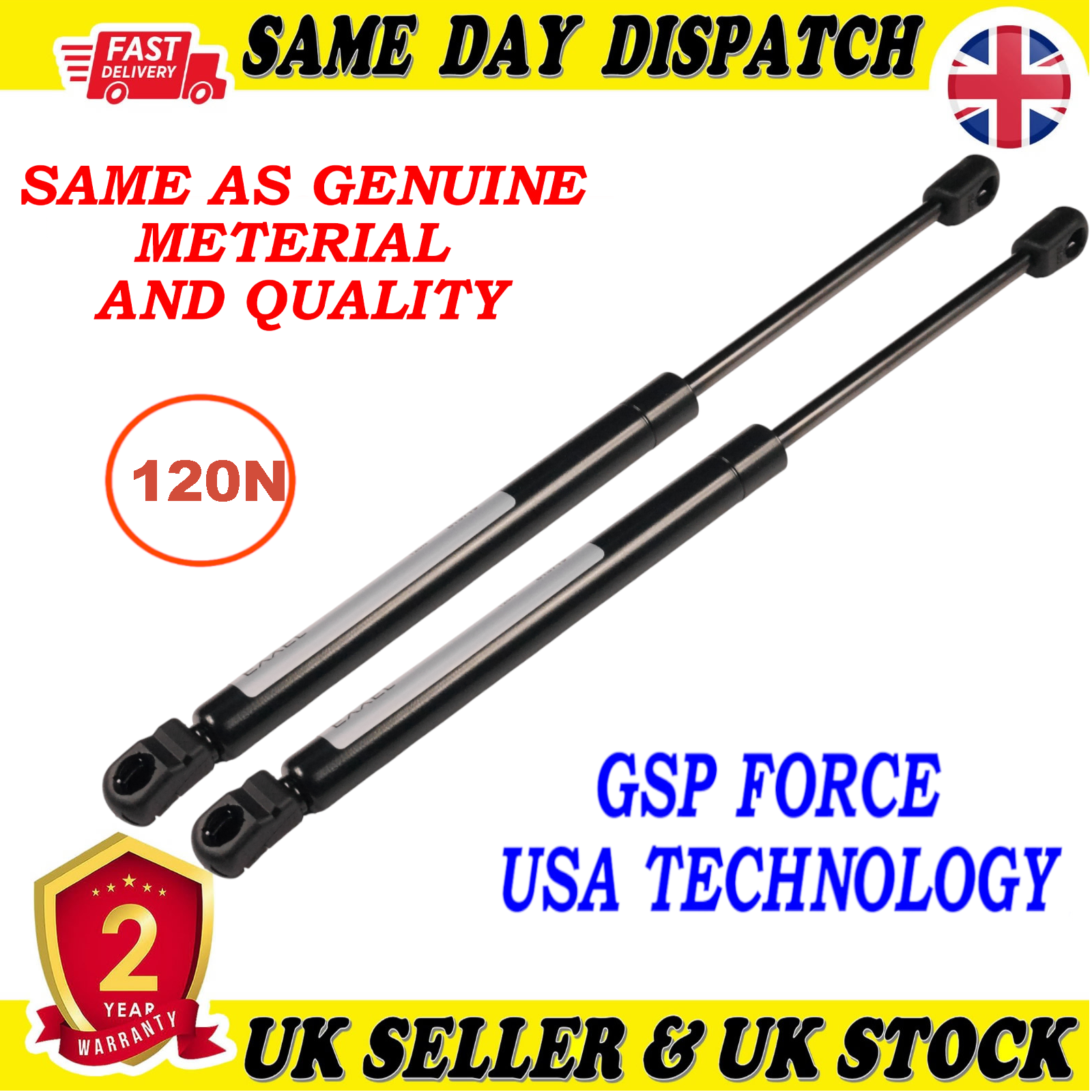 2X TAILGATE BOOT GAS STRUTS 120 Newton FOR HONDA CR-V II 74820SCA003